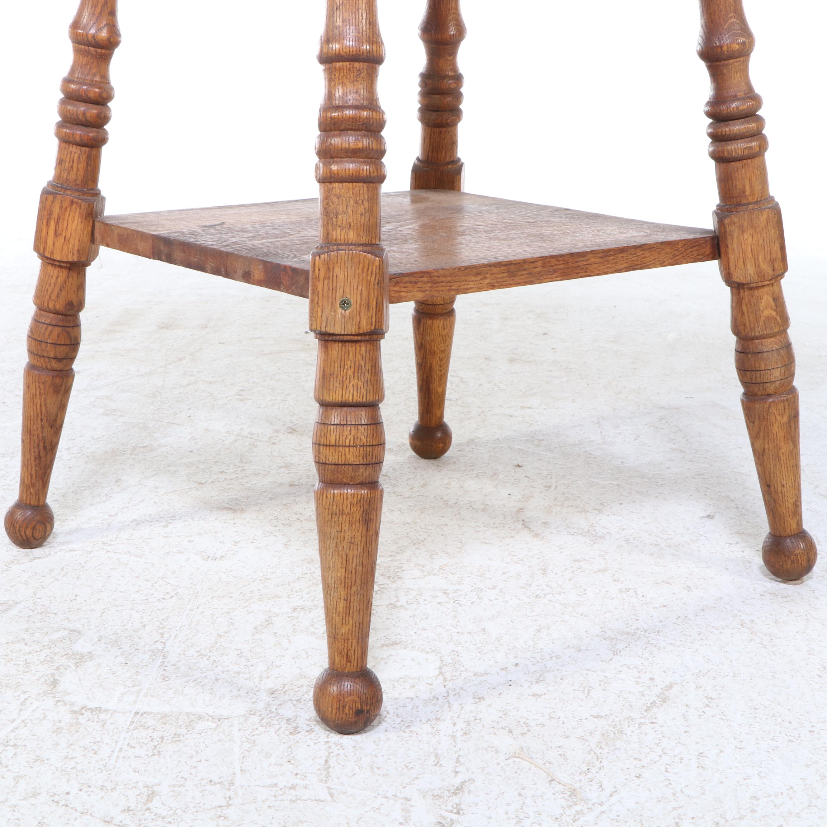 Late Victorian Oak Two-Tier Parlor Table, Circa 1900