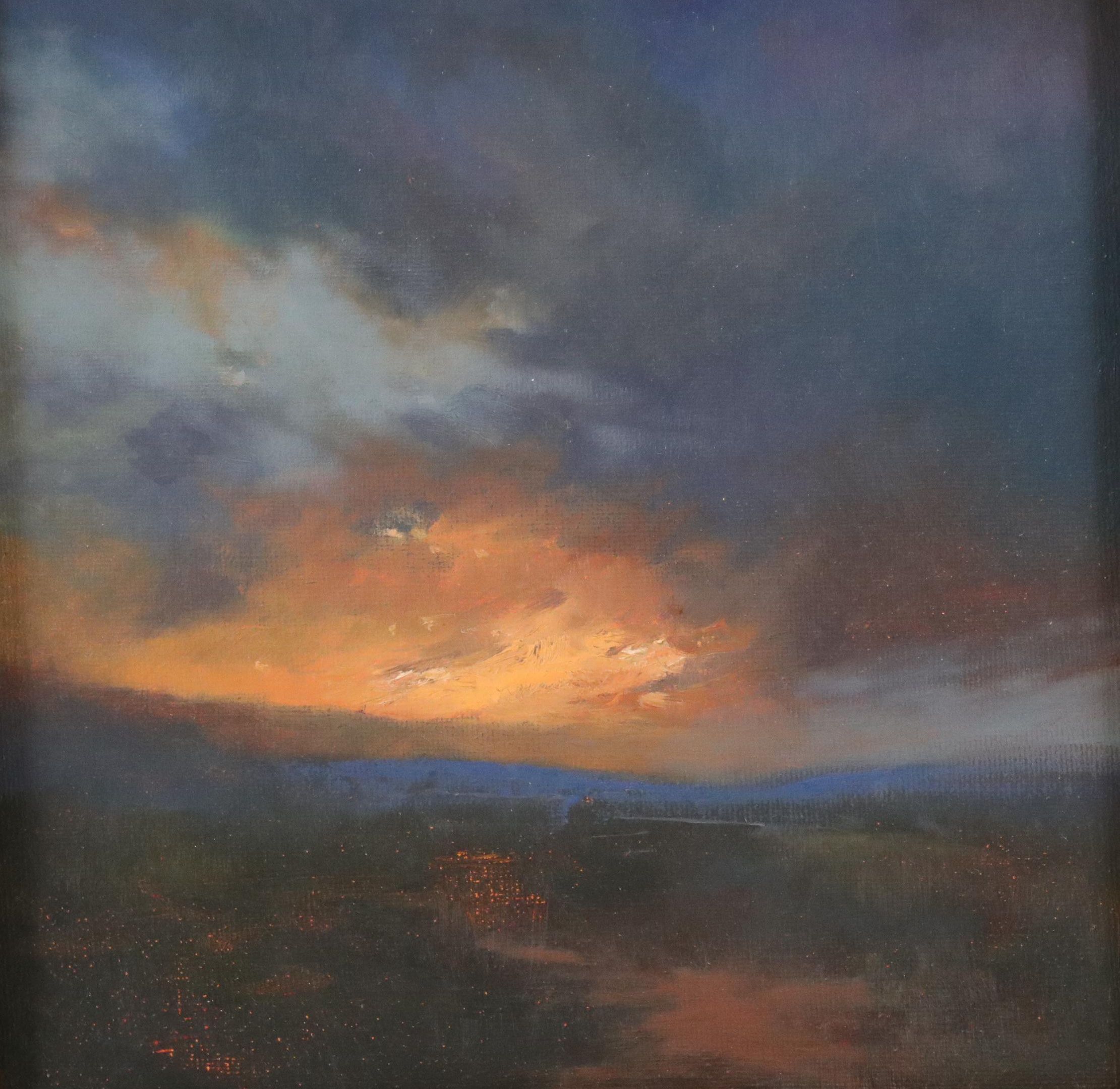 Sarah Brown Sunset Landscape Oil Painting "Luminescence in Shadows"