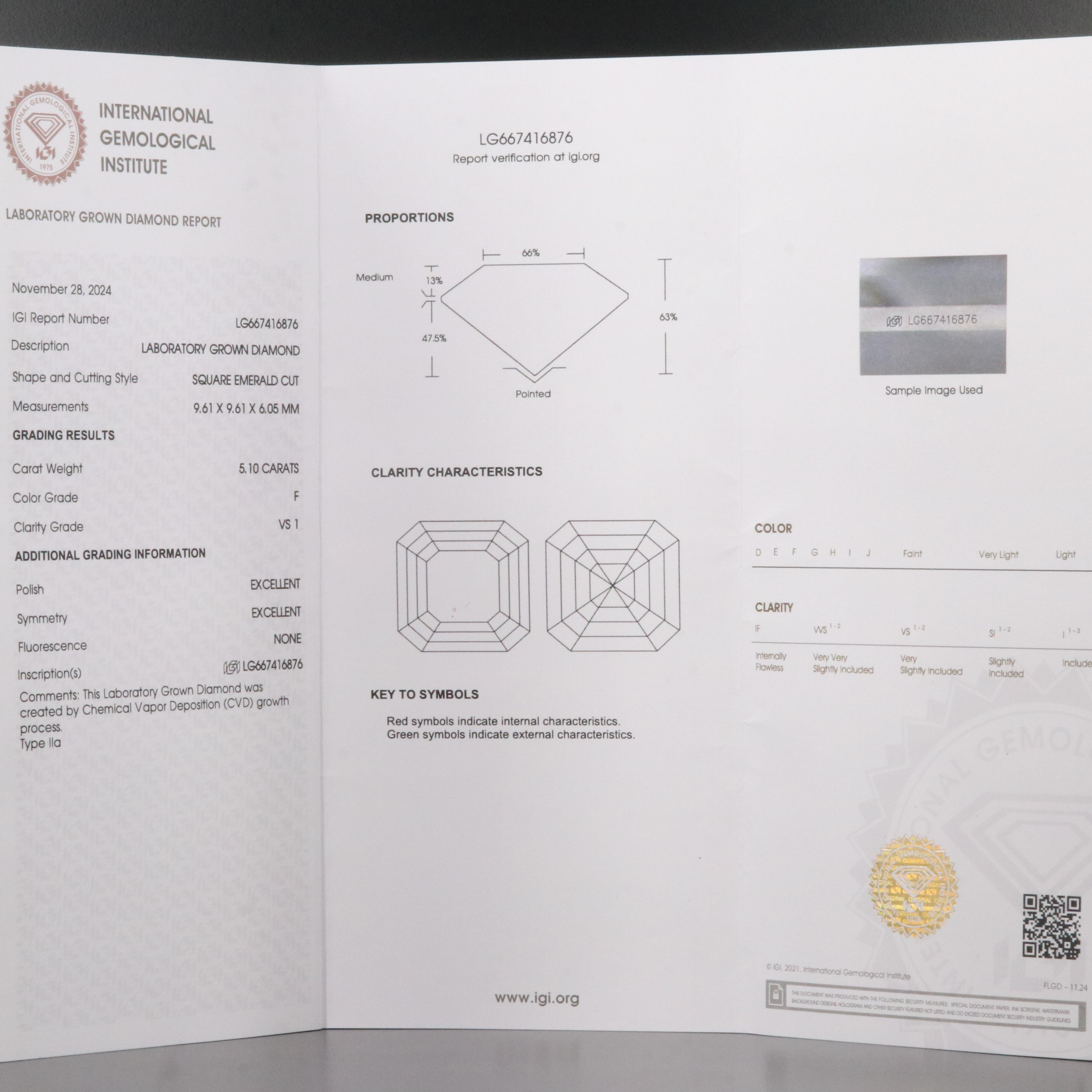 Platinum 6.17 CTW Lab Grown Diamond Ring with IGI Report