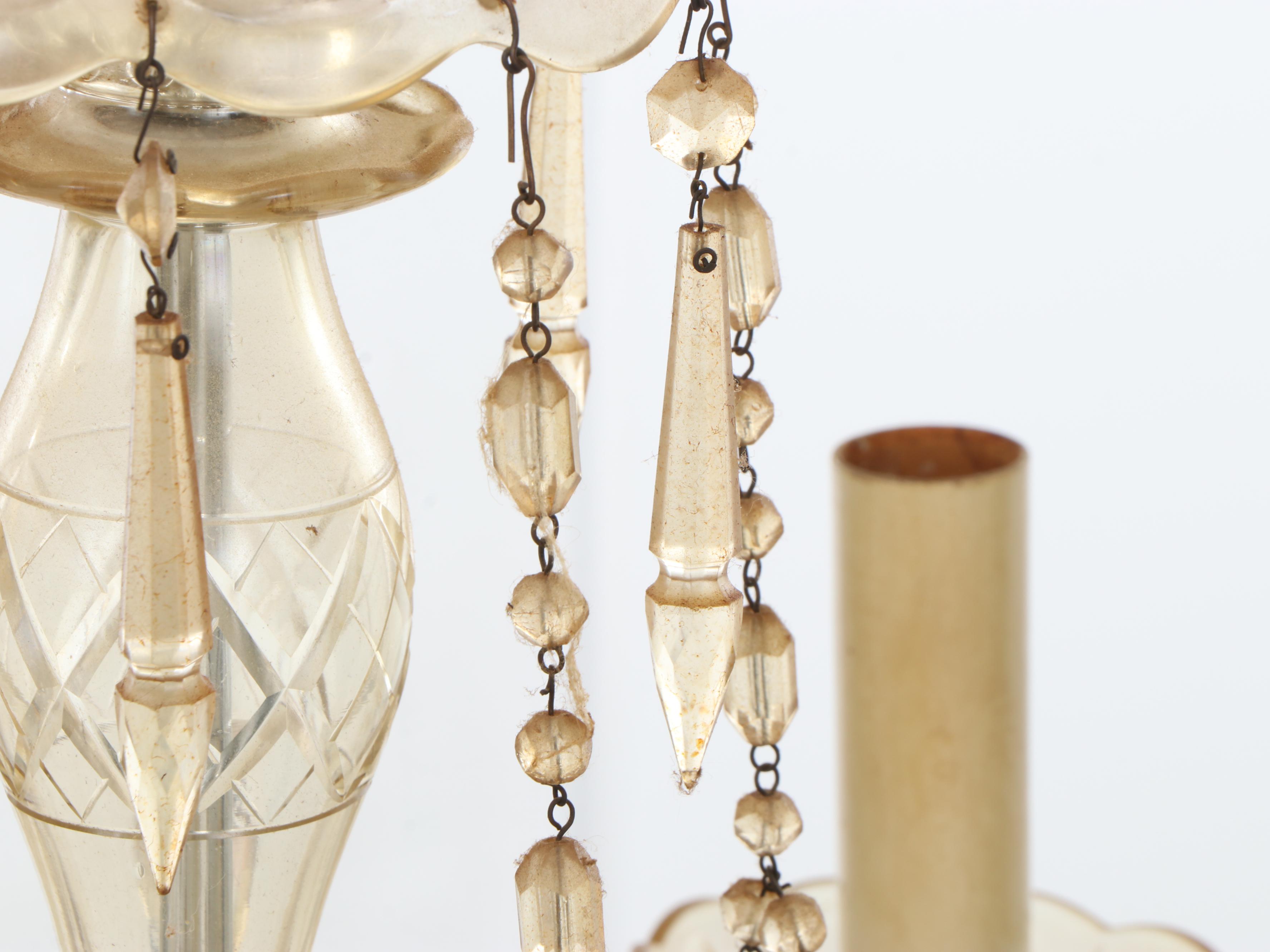 Venetian Glass Style  Five Arm Chandelier with Beaded  Trim