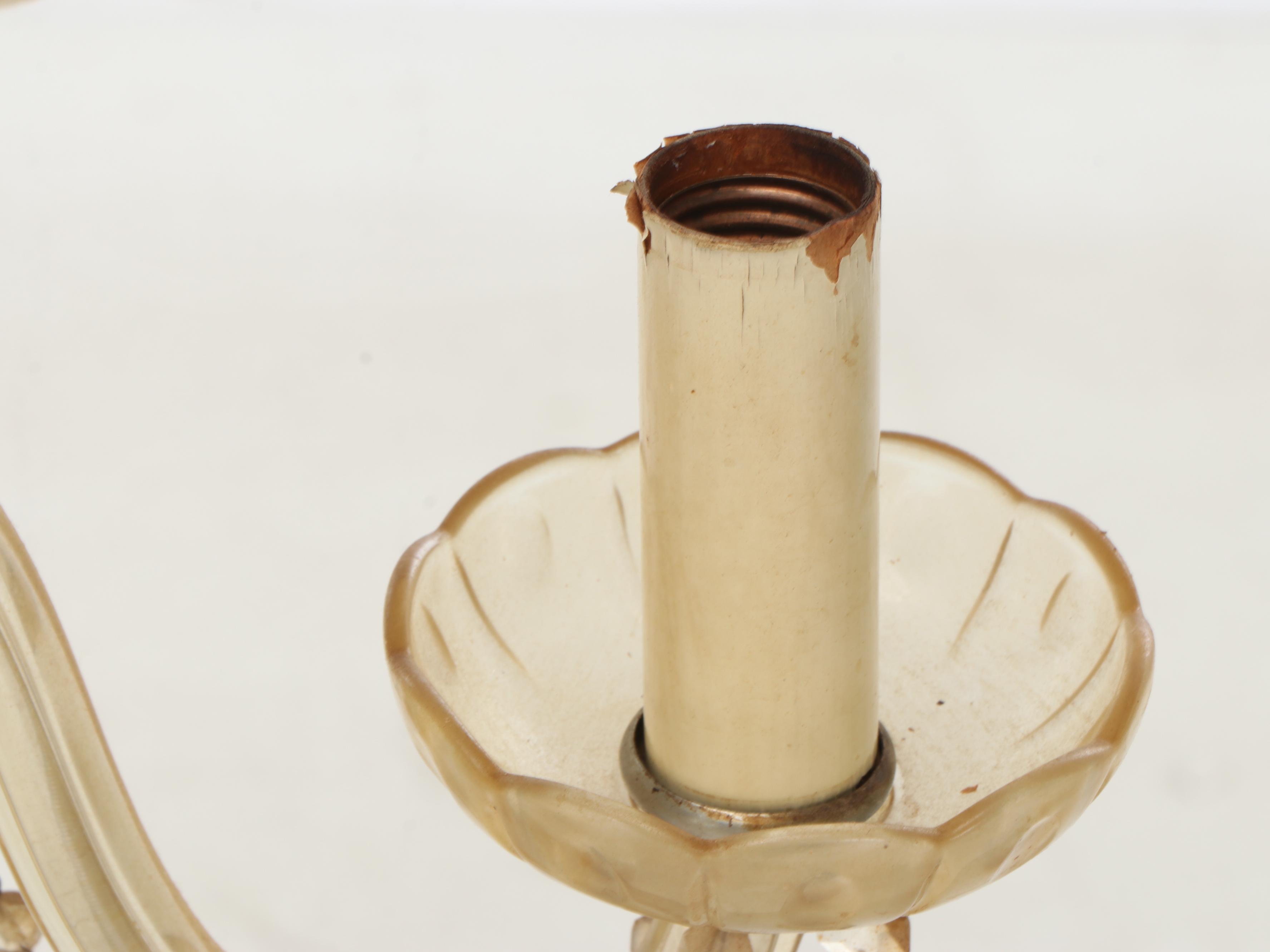 Venetian Glass Style  Five Arm Chandelier with Beaded  Trim