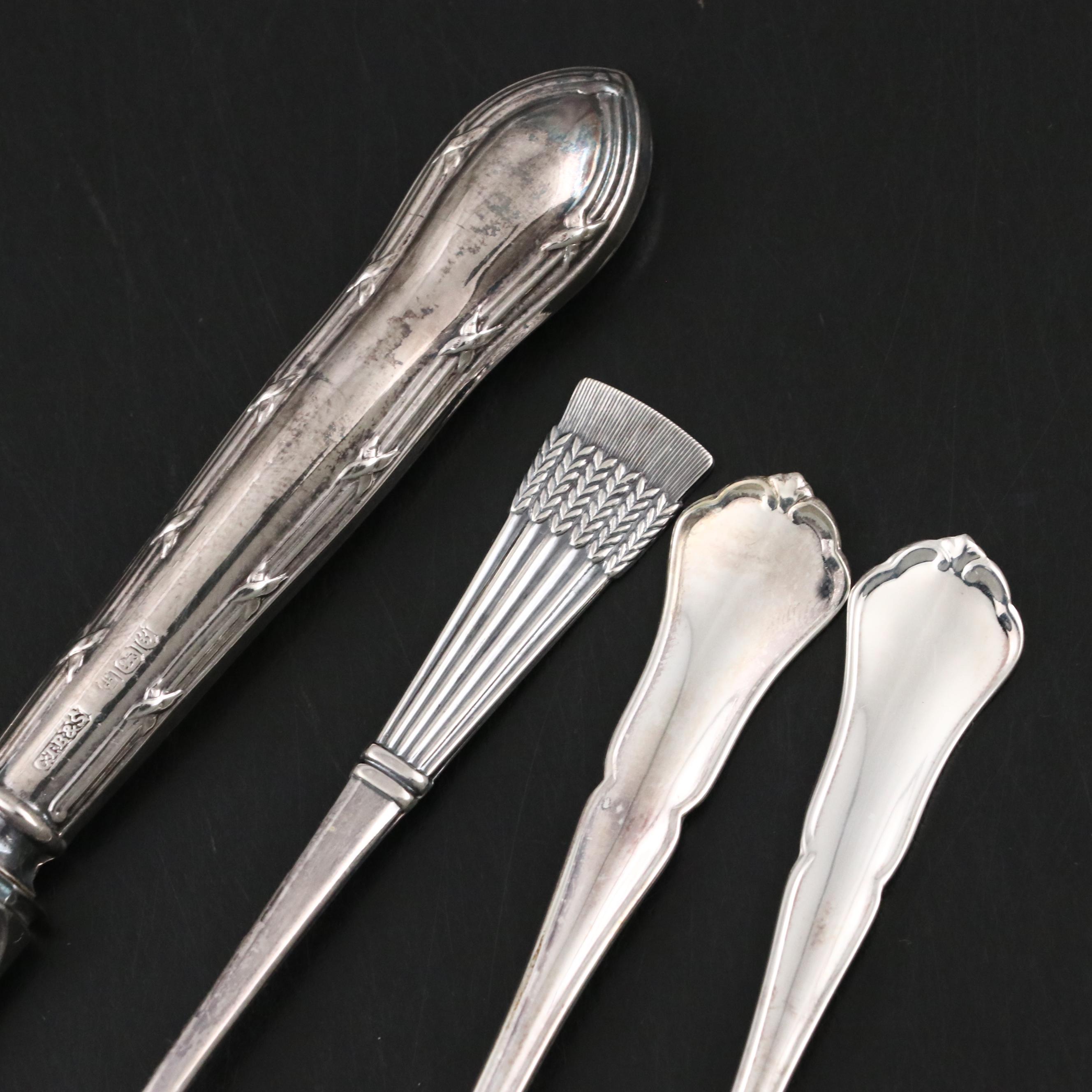 English Sterling Handled Fruit Knives with Other Teaspoons and Appetizer Forks