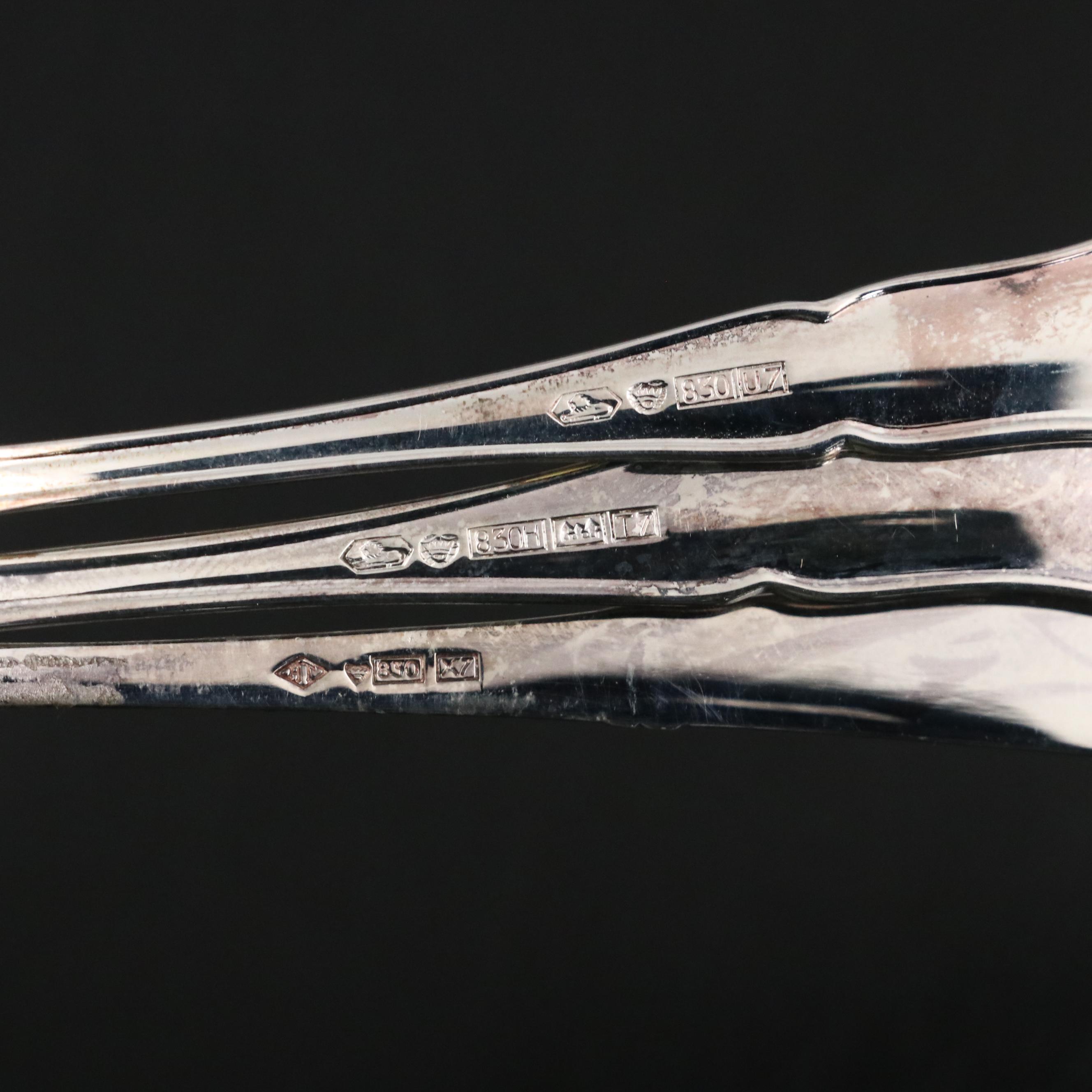 English Sterling Handled Fruit Knives with Other Teaspoons and Appetizer Forks