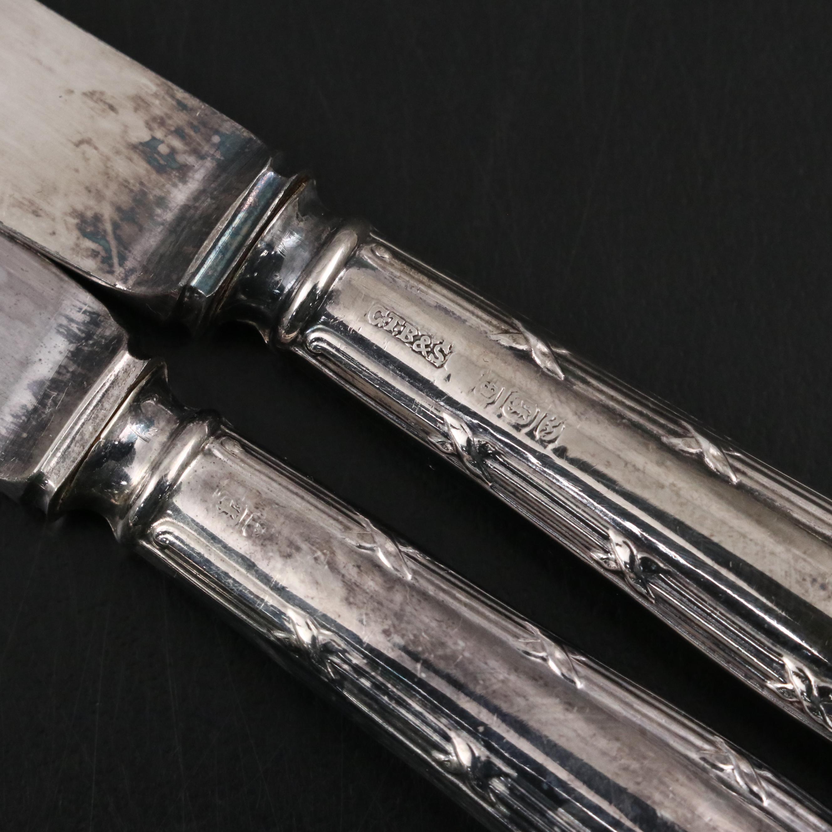 English Sterling Handled Fruit Knives with Other Teaspoons and Appetizer Forks