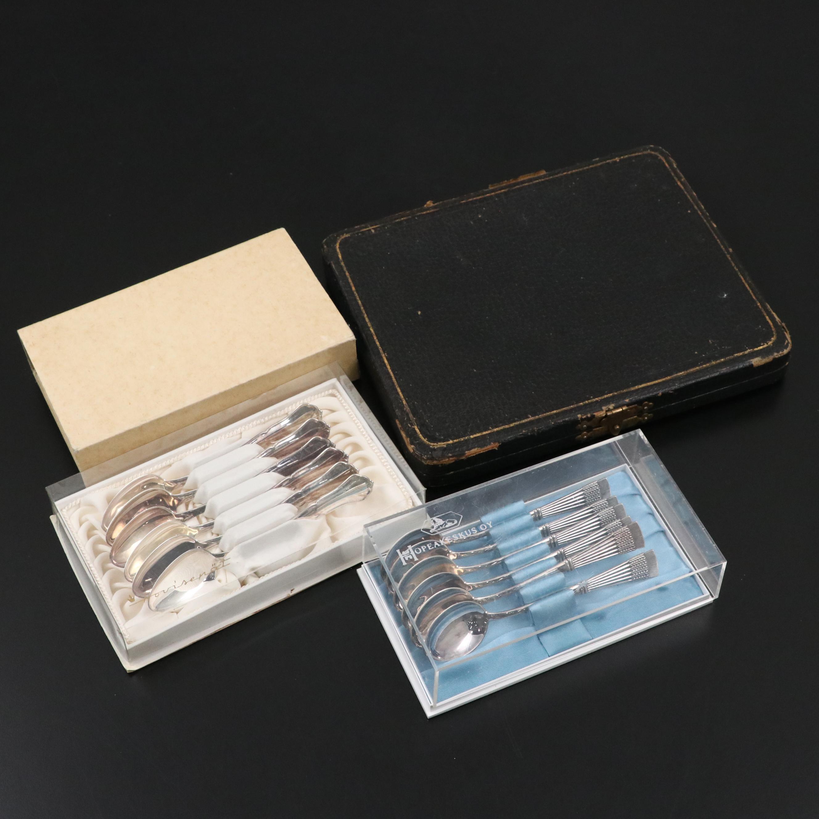 English Sterling Handled Fruit Knives with Other Teaspoons and Appetizer Forks