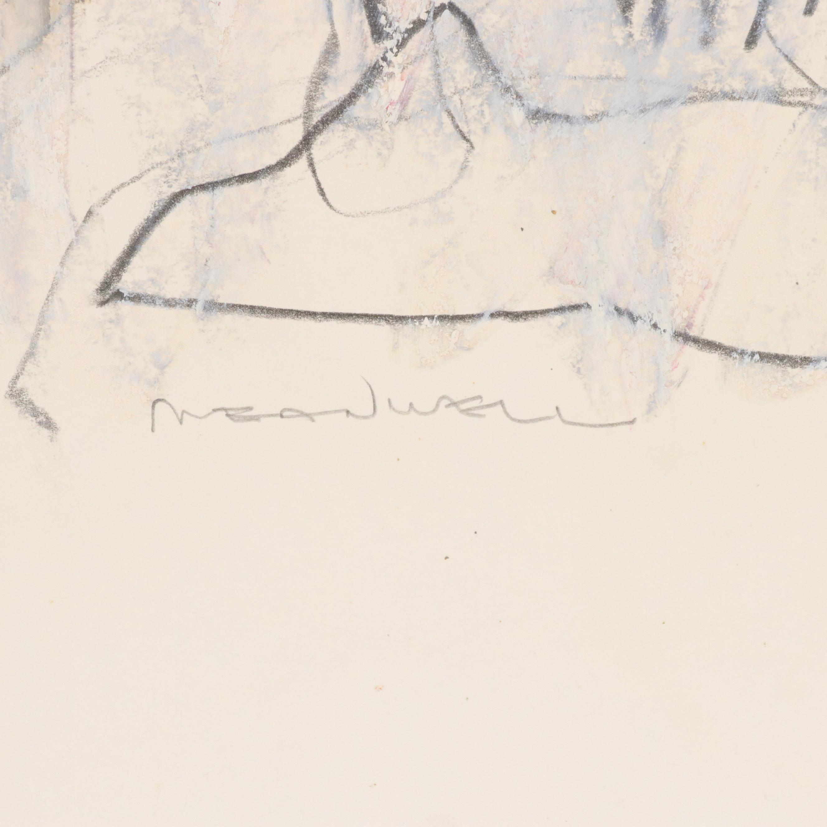 Jack Meanwell Figural Modern Oil Pastel Drawing, Late 20th Century