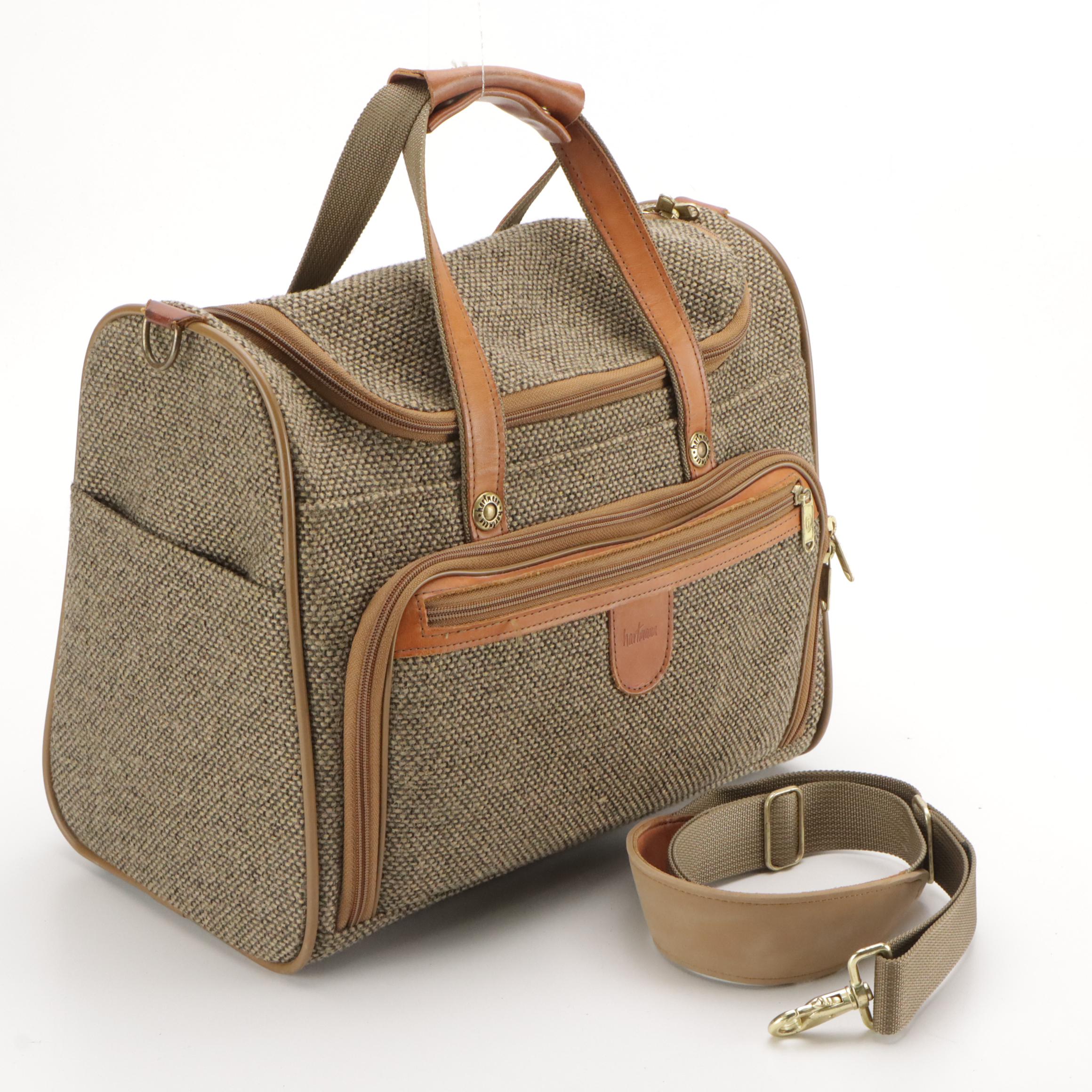 Hartmann Tweed and Leather Carry-On Travel Bag with Shoulder Strap