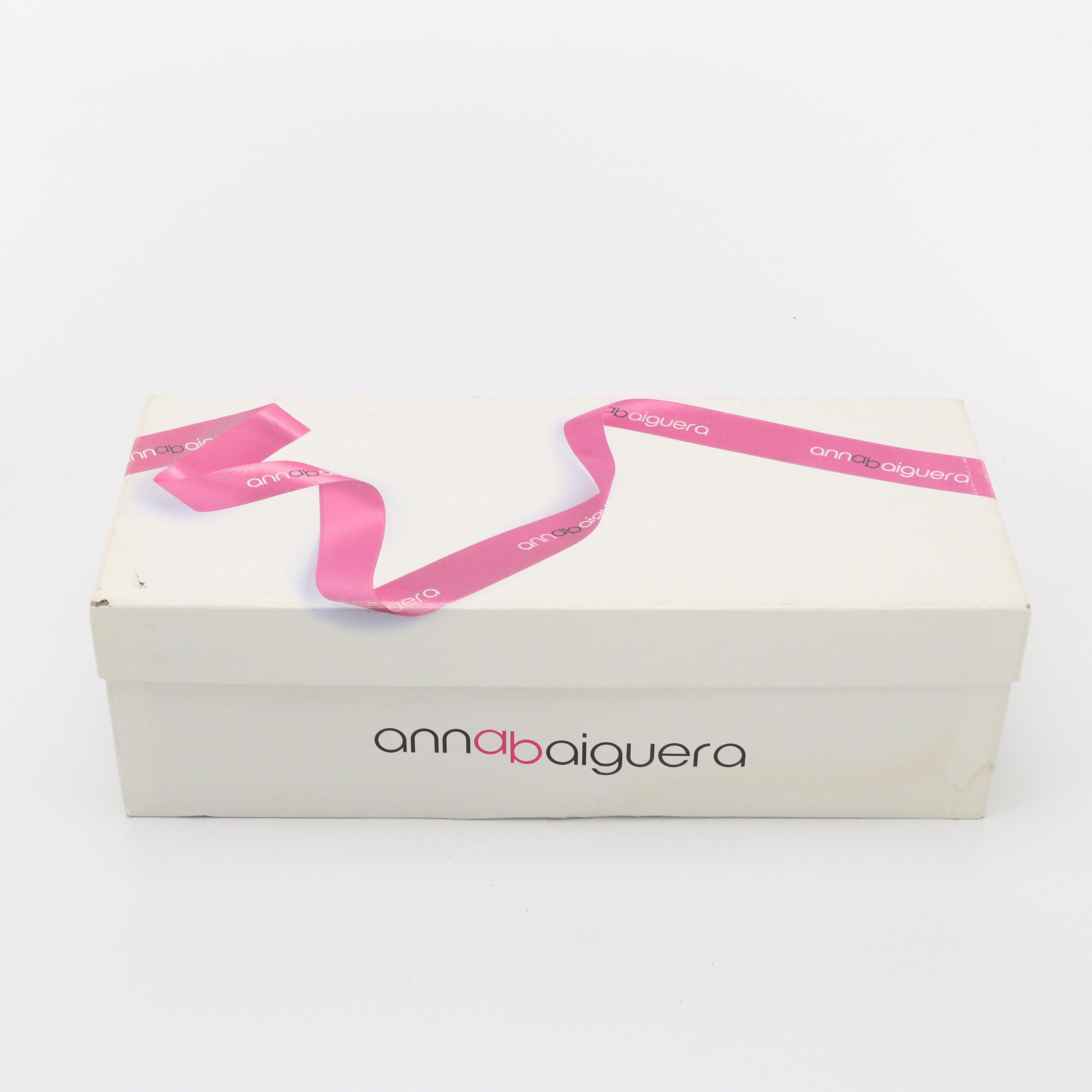 Anna Baiguera Grey Suede and Mink Fur Pointy Toe Flats with Box