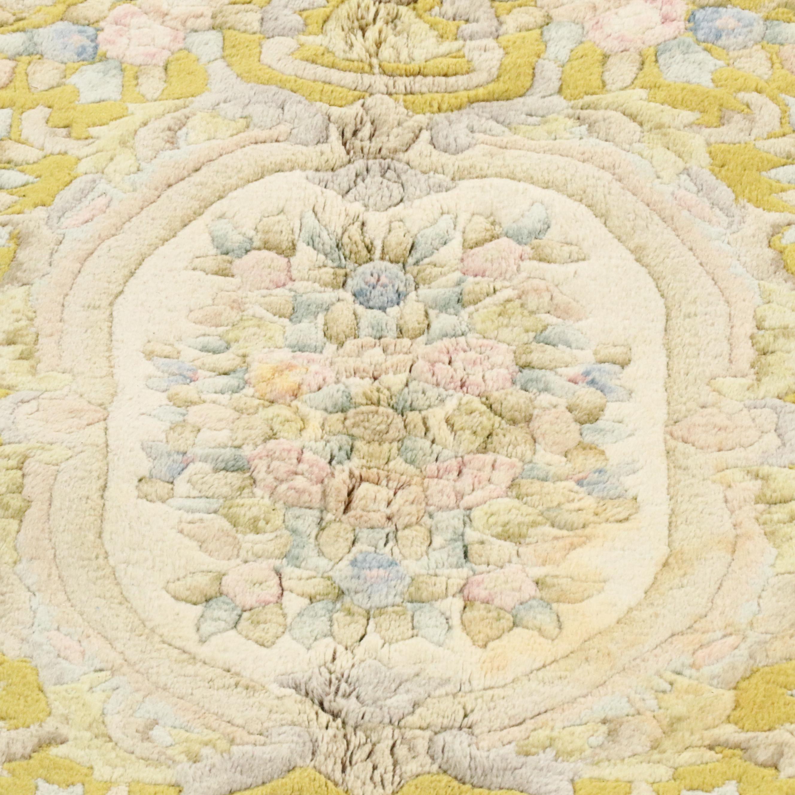 7'10 x 10'1 Hand-Knotted Chinese Aubusson Style Carved Area Rug