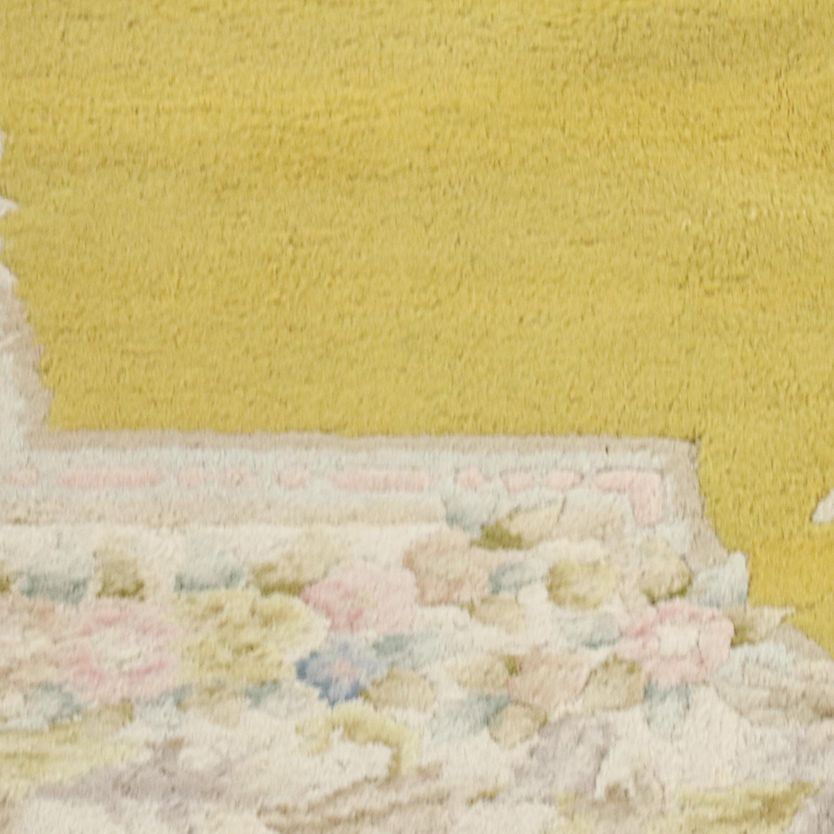 7'10 x 10'1 Hand-Knotted Chinese Aubusson Style Carved Area Rug