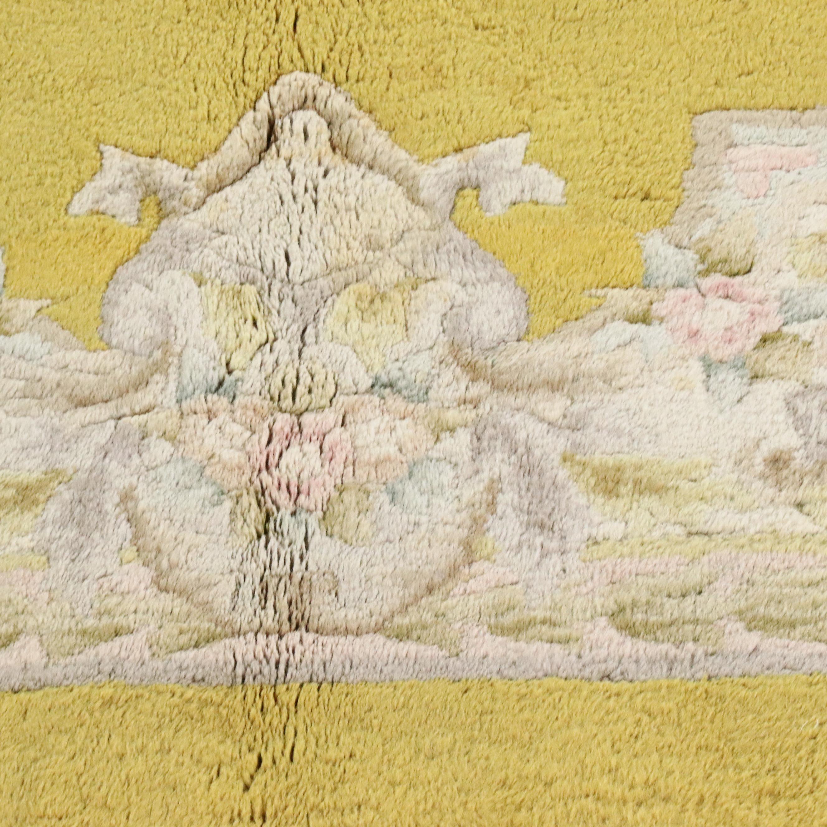 7'10 x 10'1 Hand-Knotted Chinese Aubusson Style Carved Area Rug