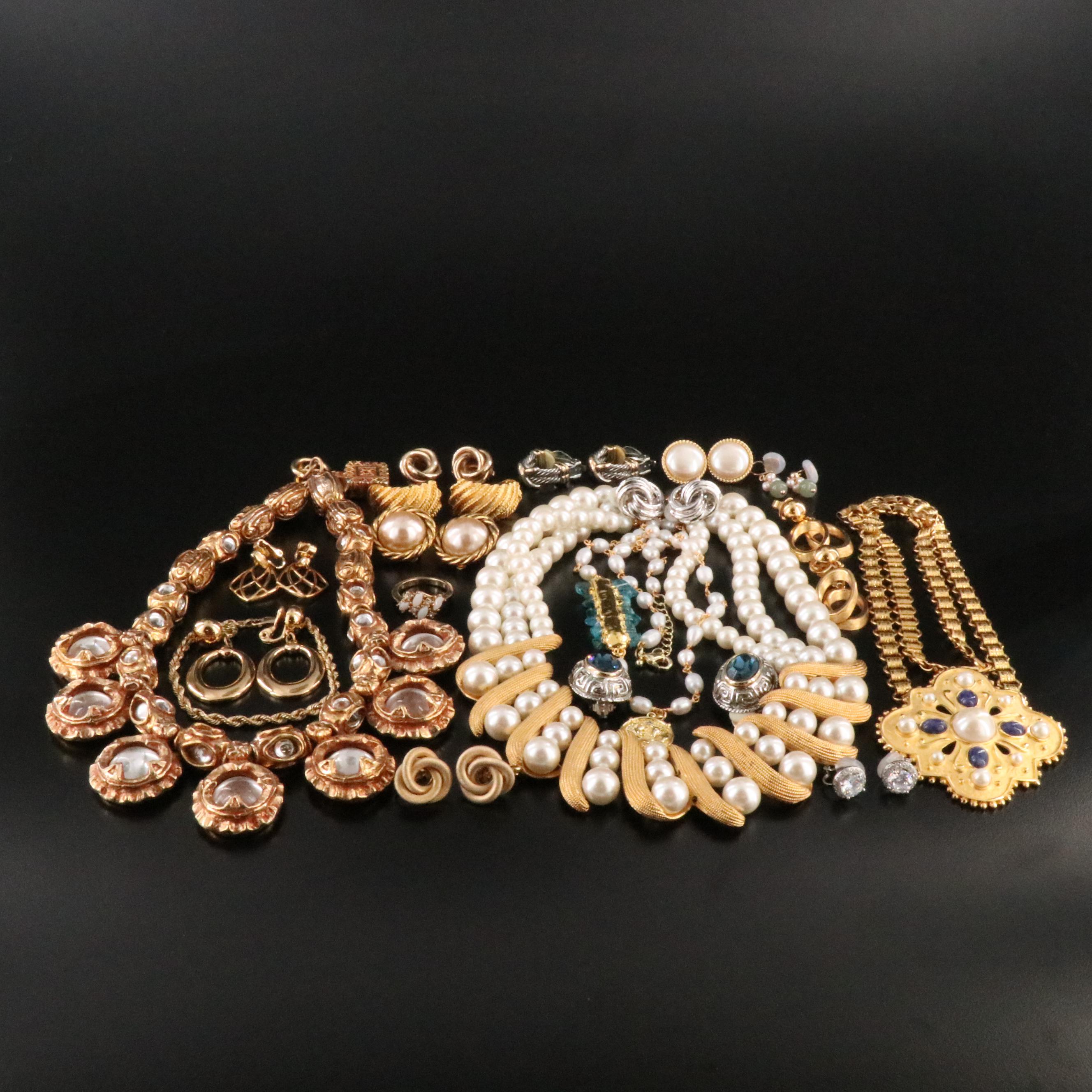 Jewelry Collection Including Crown Trifari, Pearl and Opal