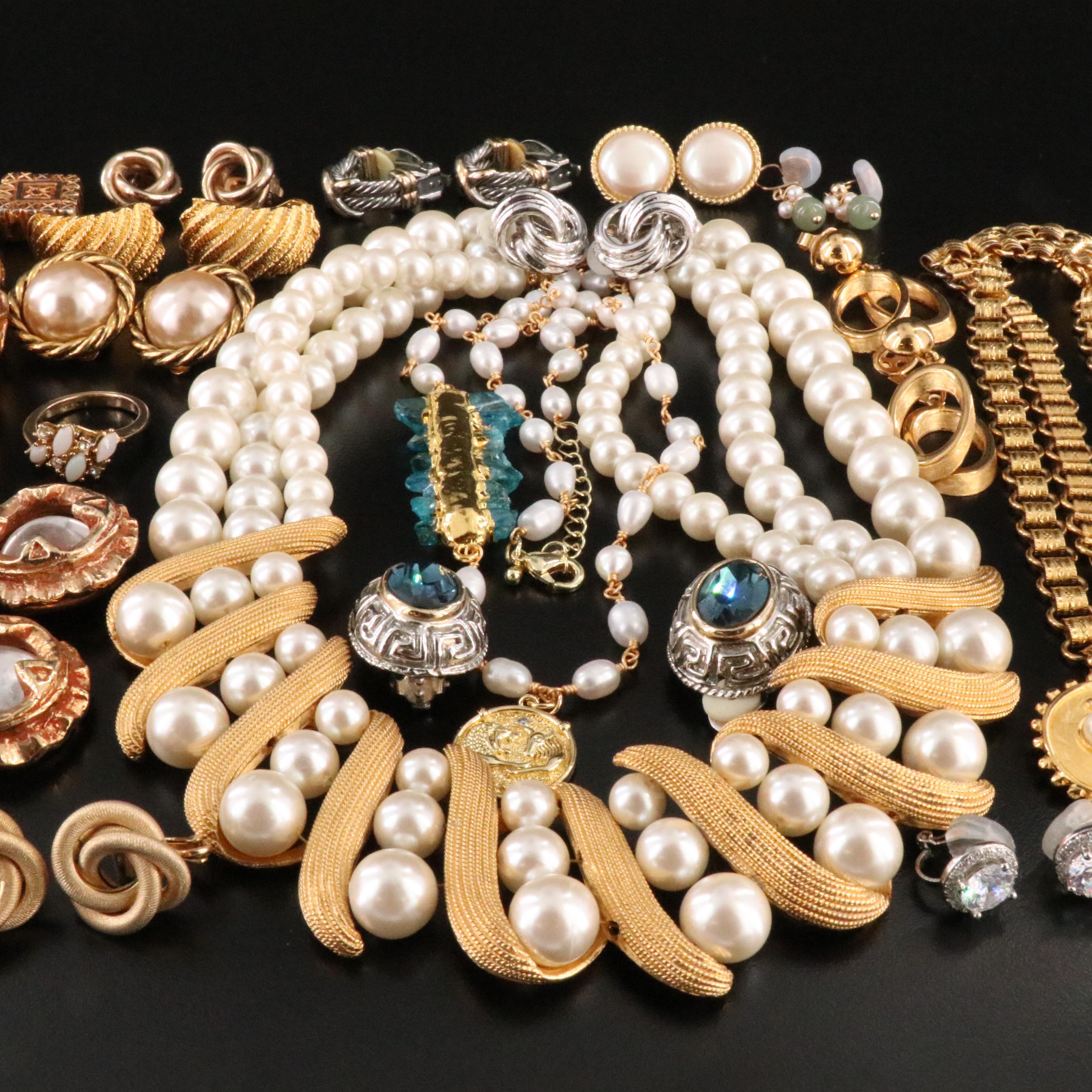 Jewelry Collection Including Crown Trifari, Pearl and Opal
