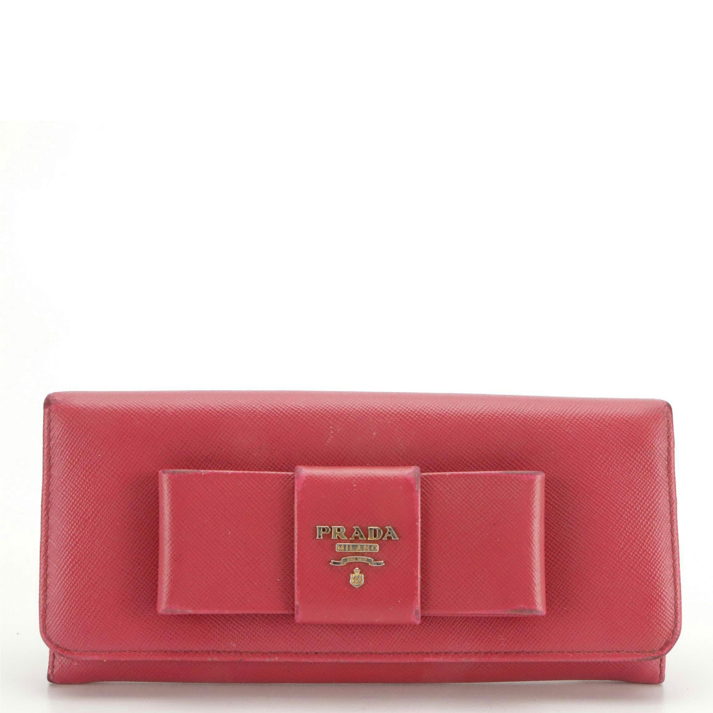 Prada Bow Wallet in Saffiano Leather