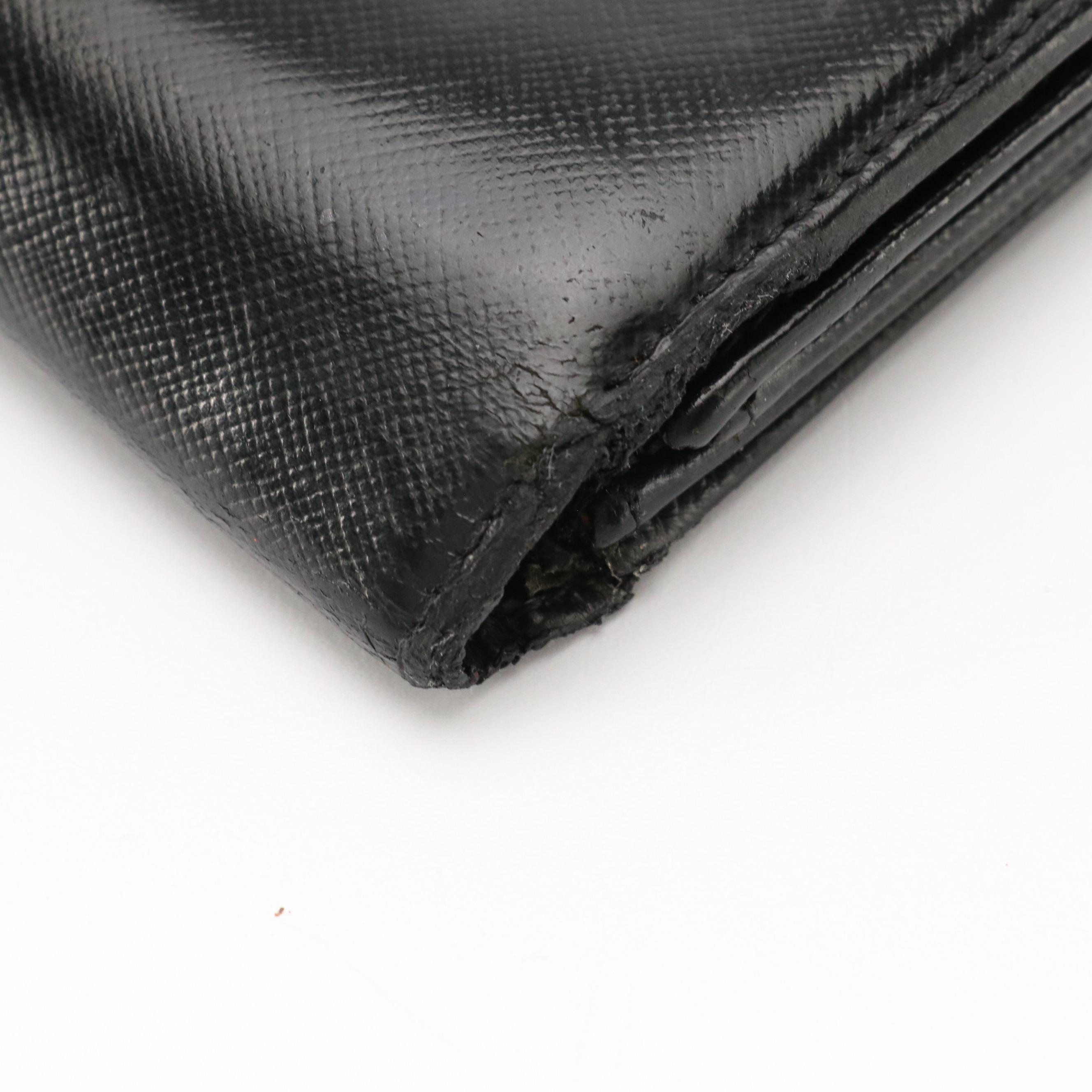 Prada Full Flap Continental Wallet in Black Saffiano Leather