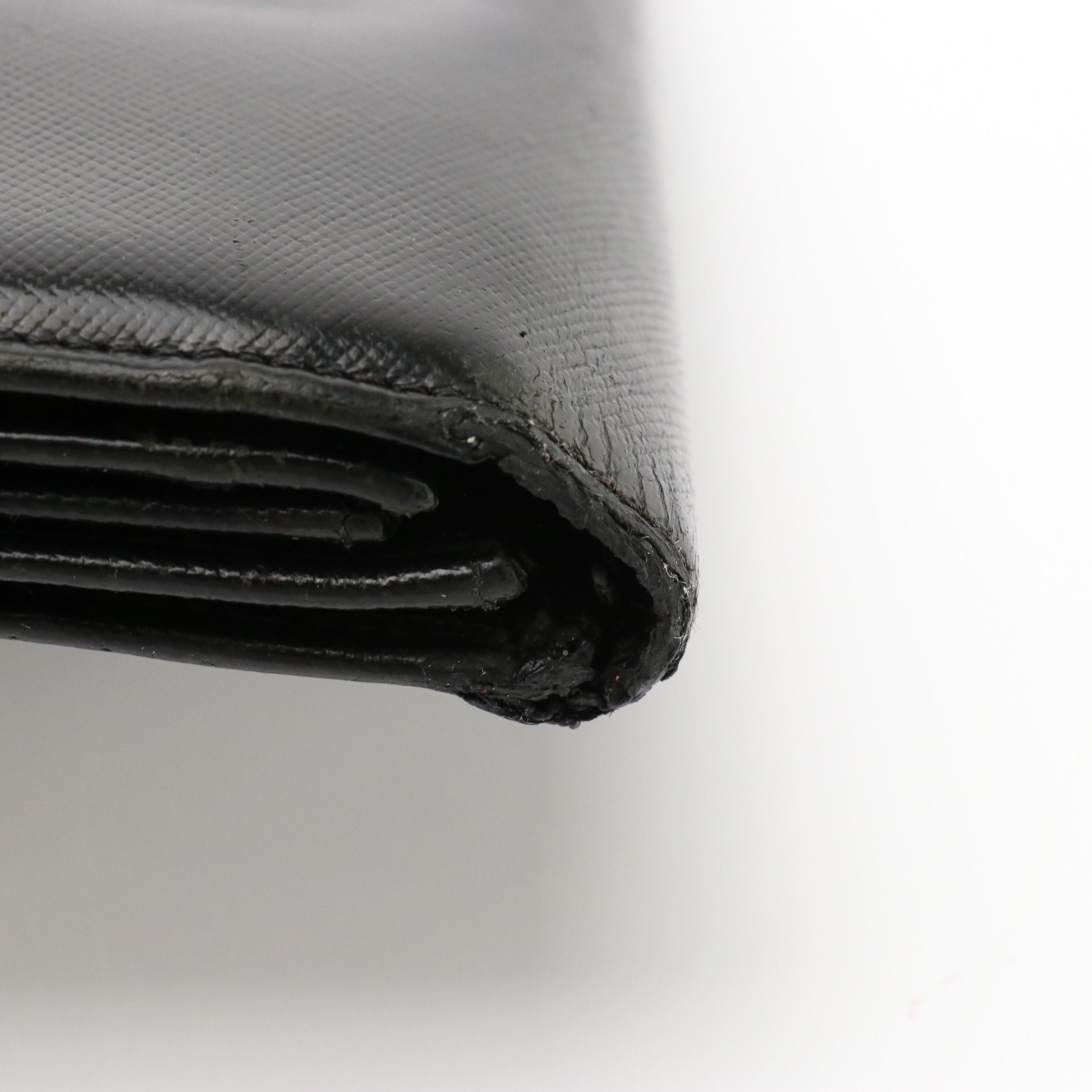 Prada Full Flap Continental Wallet in Black Saffiano Leather