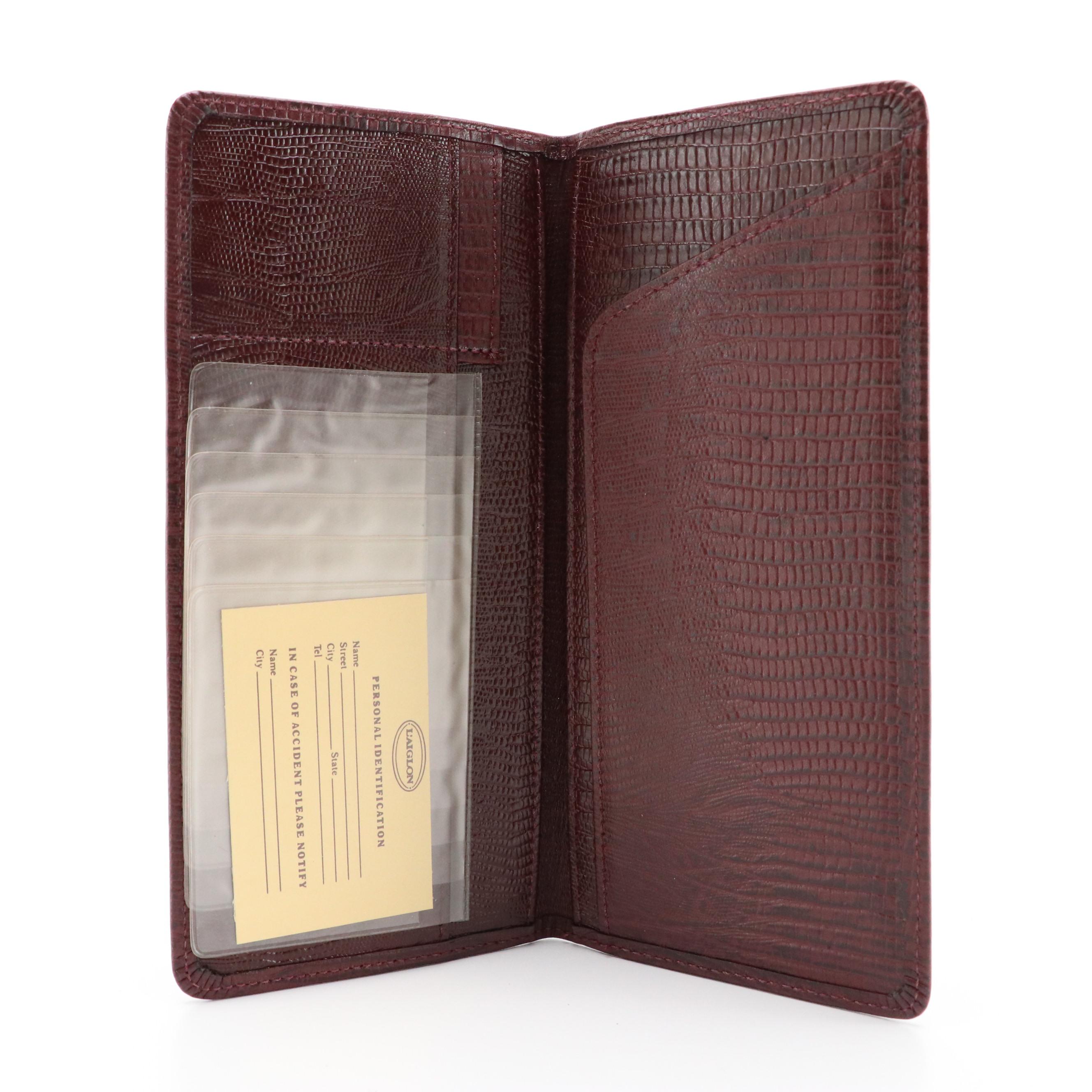 L'Aiglon Lizard Skin Long Wallet, Passport Holder and Card Holder