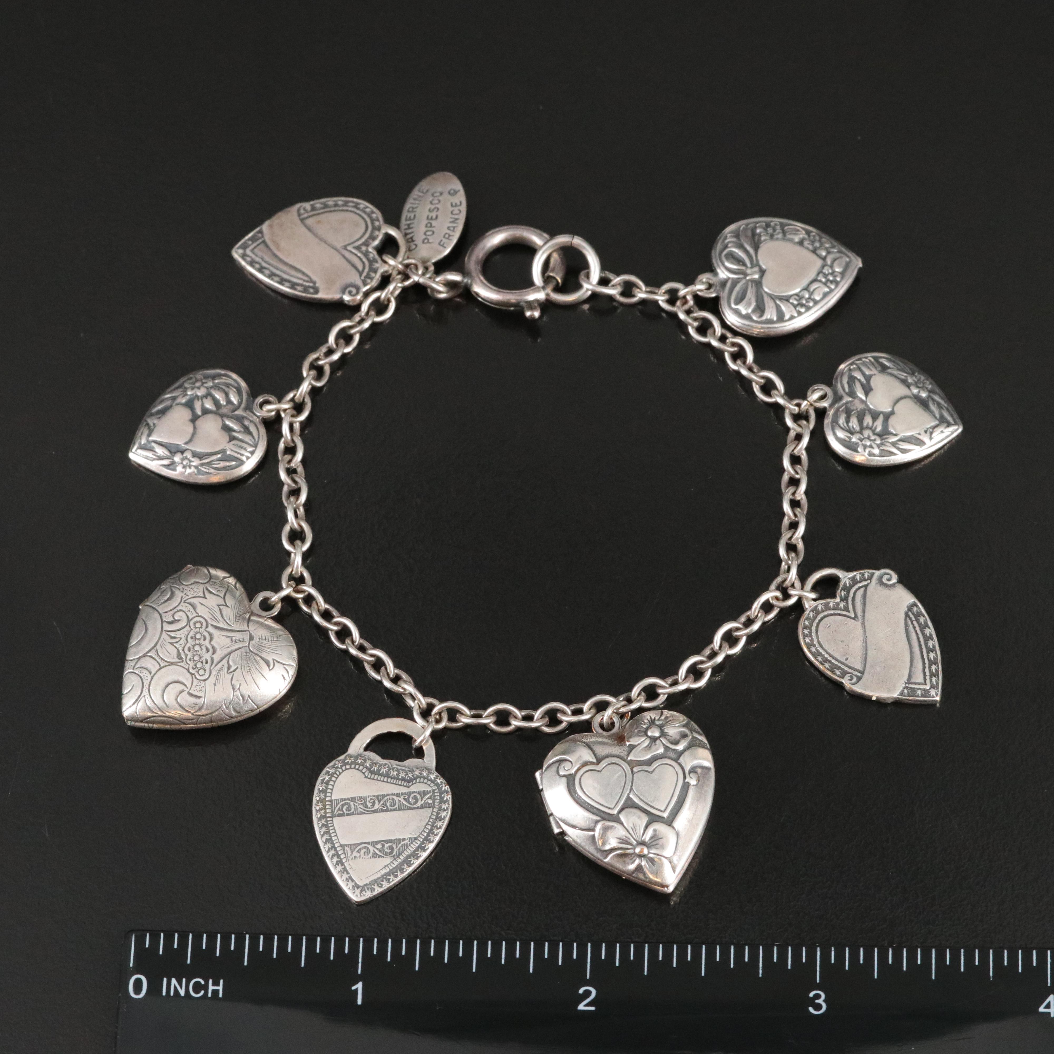 Vintage Catherine Popesco Heart Station Bracelet