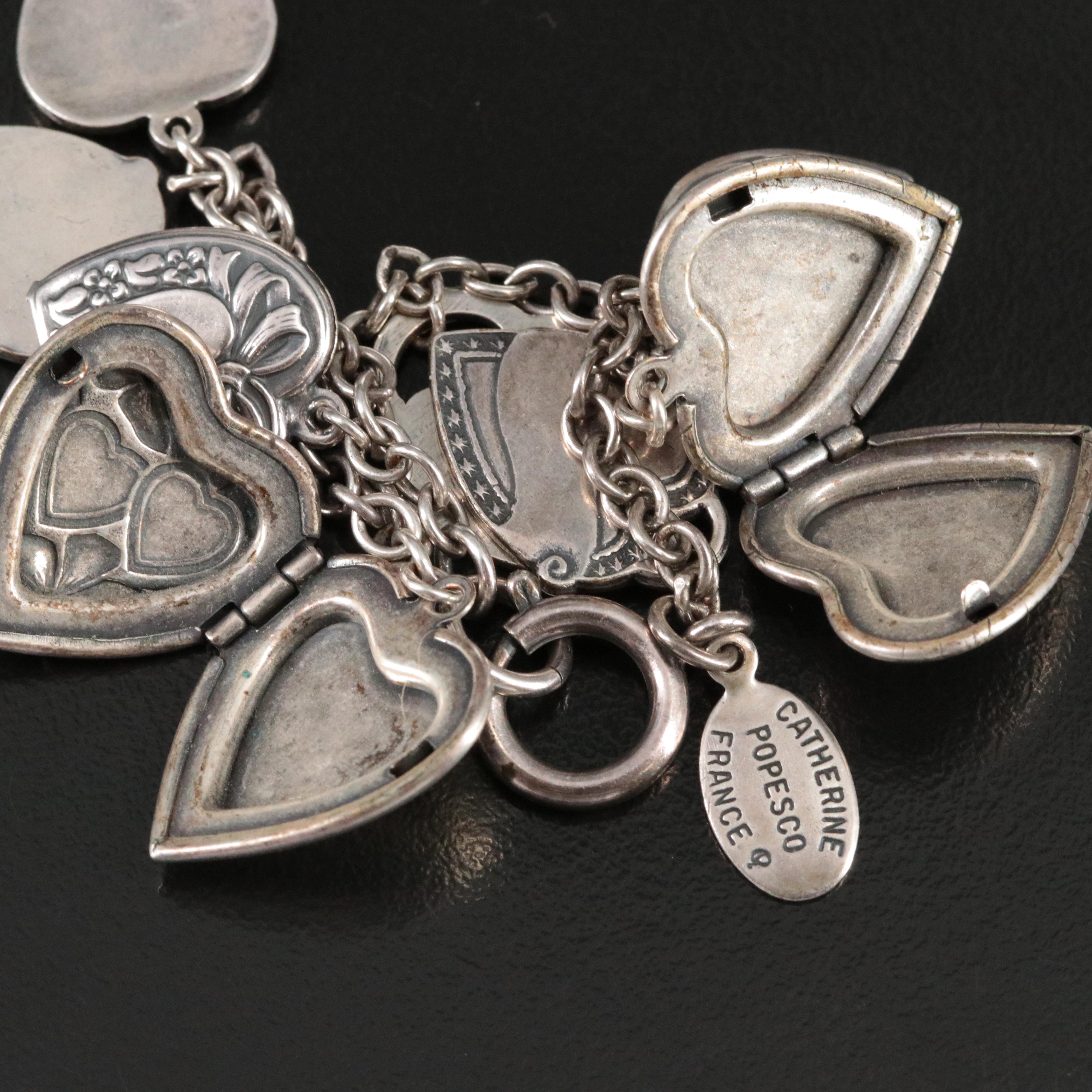 Vintage Catherine Popesco Heart Station Bracelet