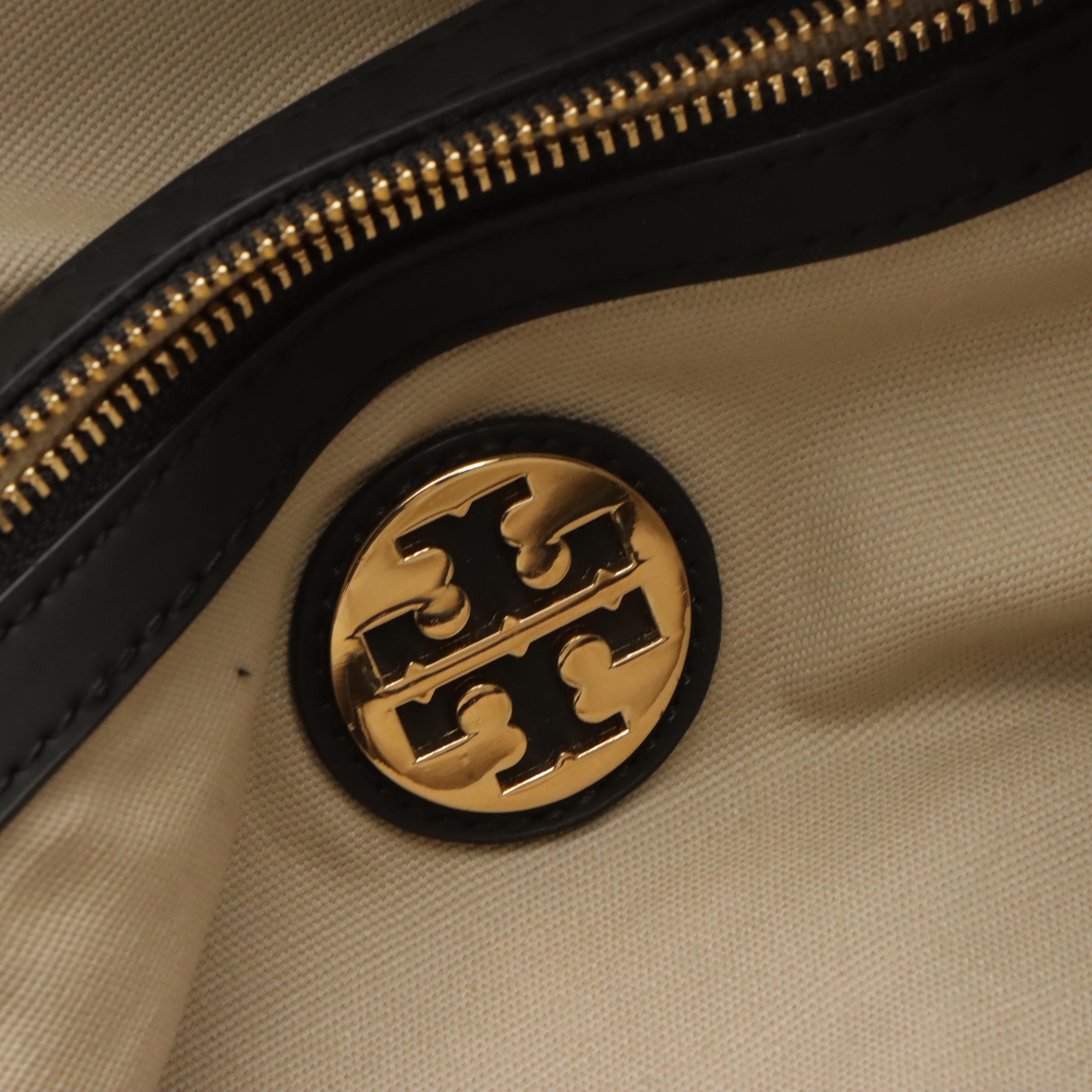 Tory Burch Plaid Wool and Leather Tote