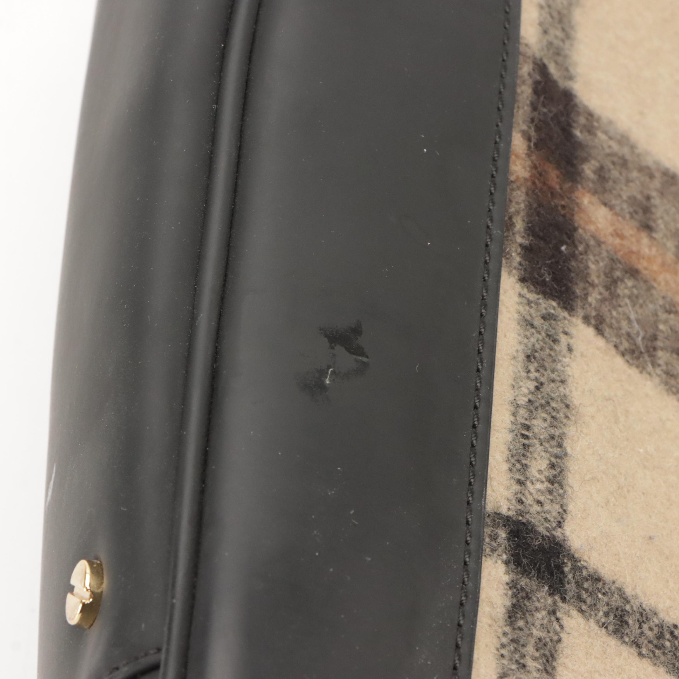 Tory Burch Plaid Wool and Leather Tote