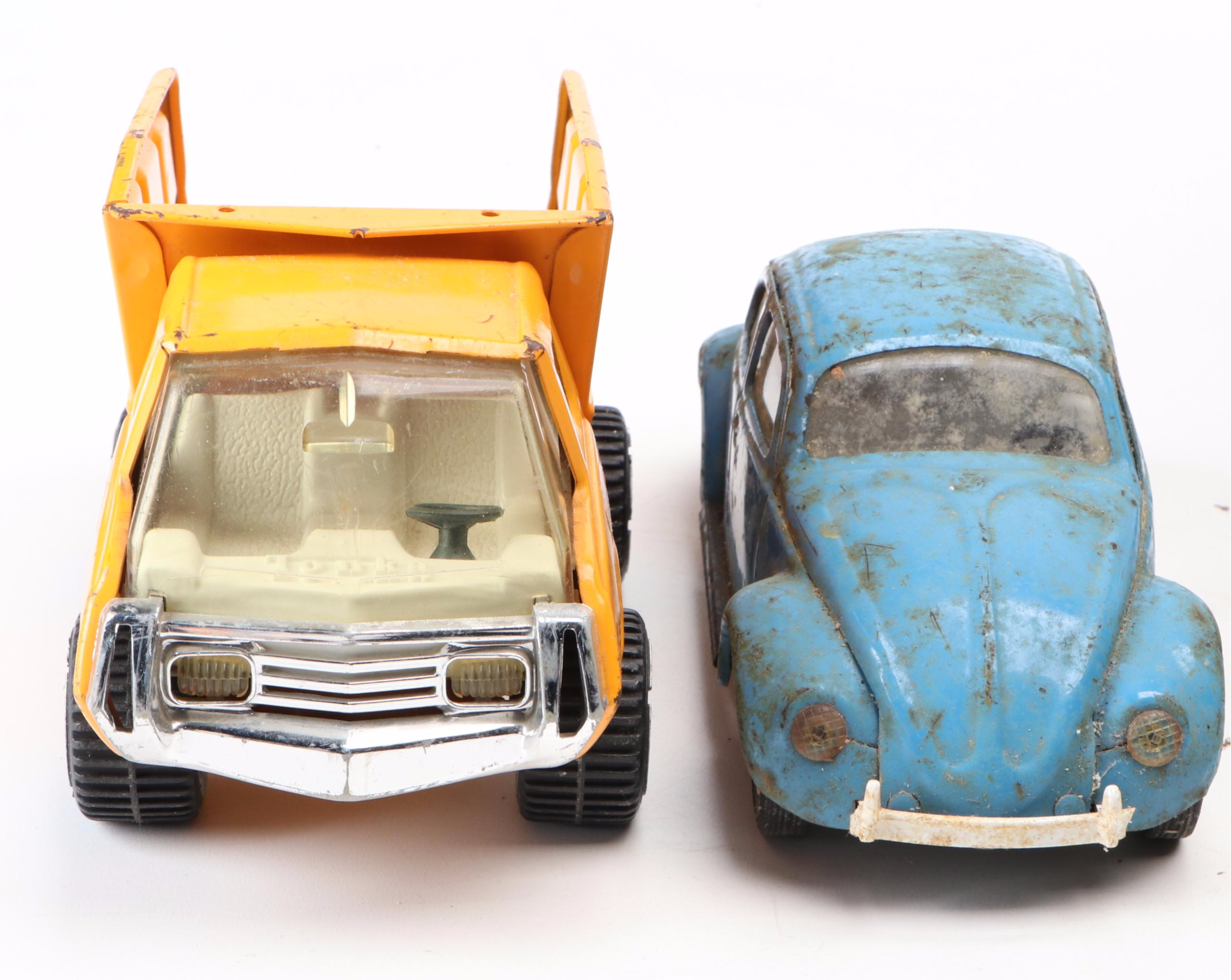 Tonka Winnebago Indian RV Camper, Volkswagen Beetle and Dump Trucks