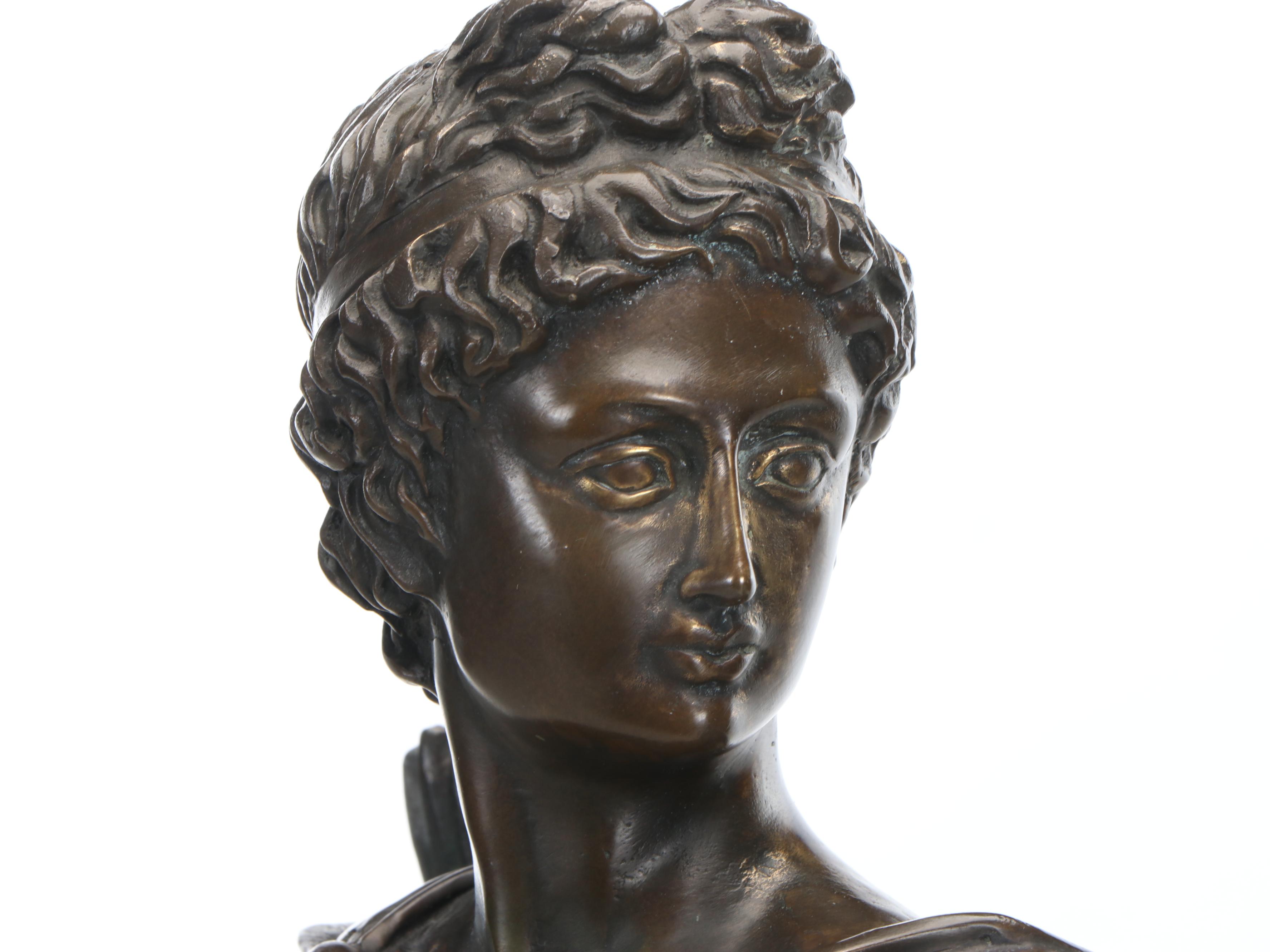 Bronze on Marble Sculpture After Leochares "Apollo Belvedere"