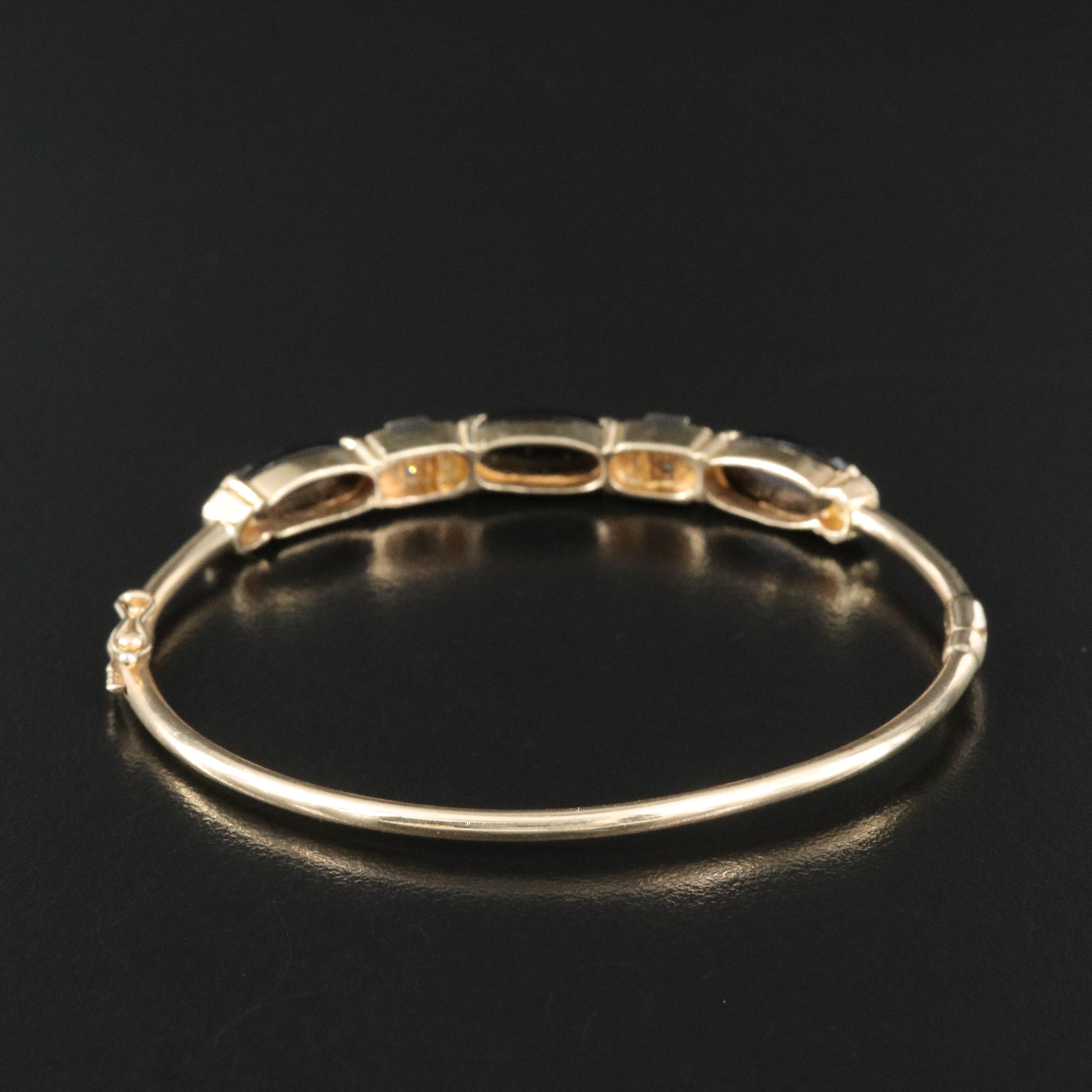 14K Black Onyx and Diamond Hinged Bangle Bracelet