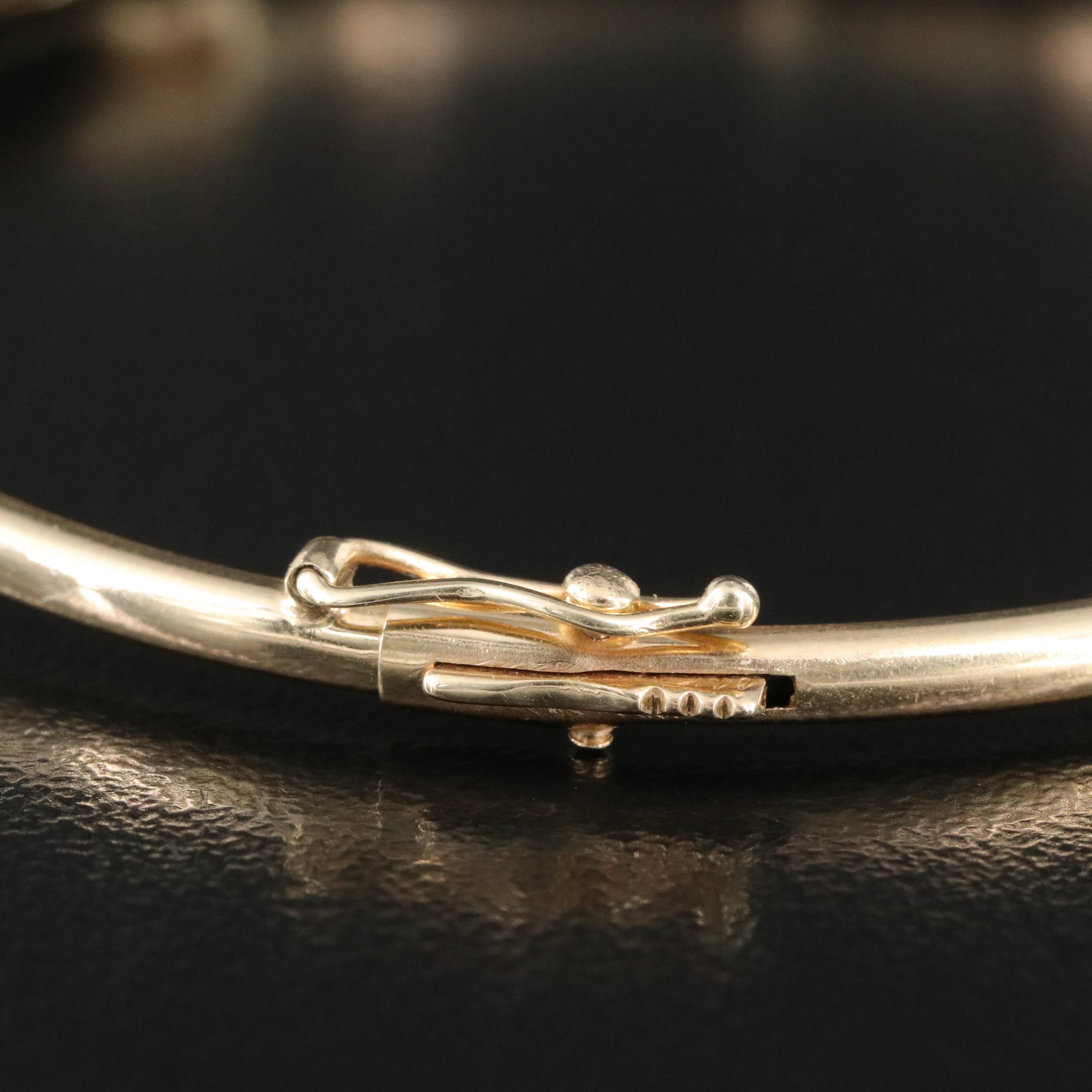 14K Black Onyx and Diamond Hinged Bangle Bracelet