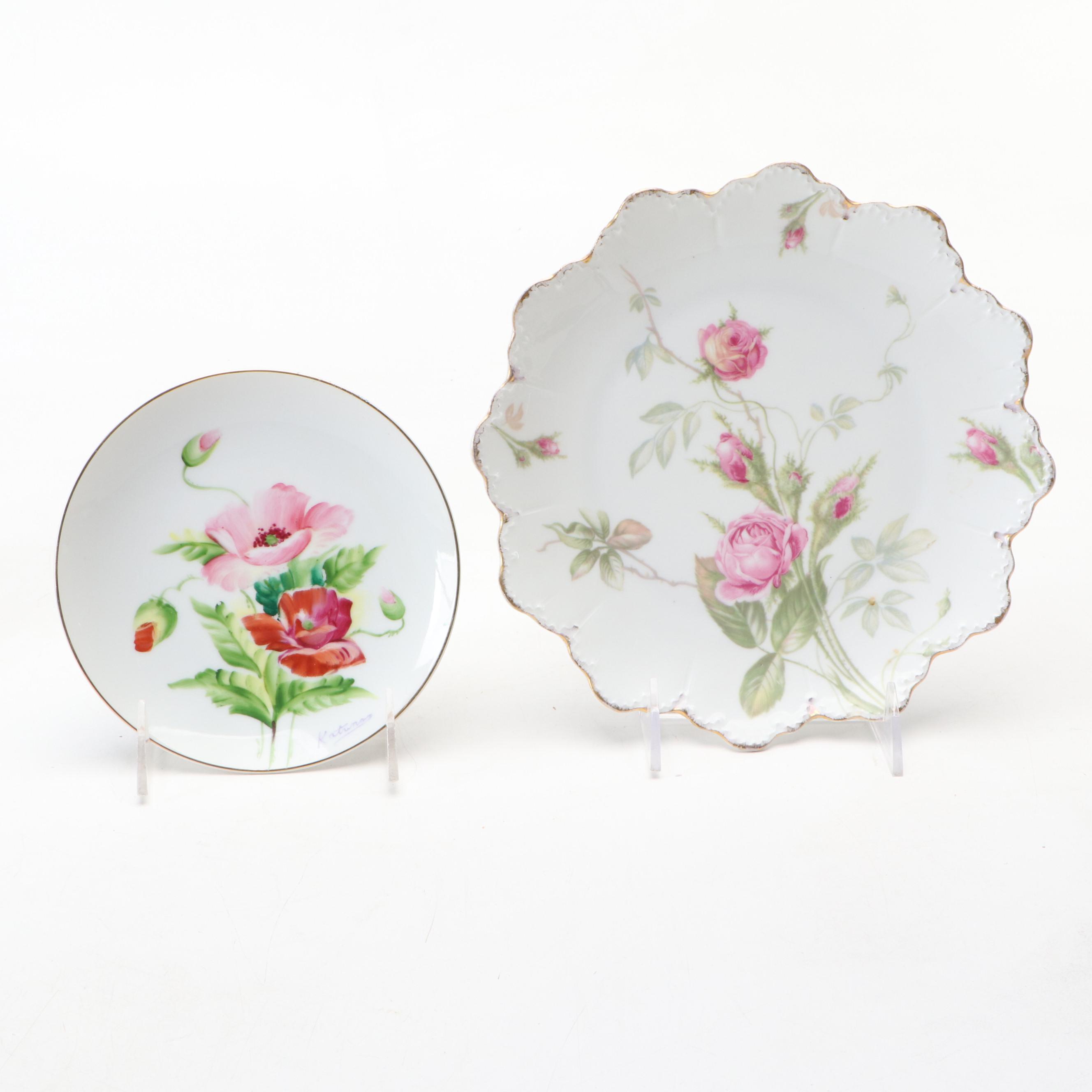 Rosenthal with Tirschenreuth and Other Rose Pattern Porcelain Plates