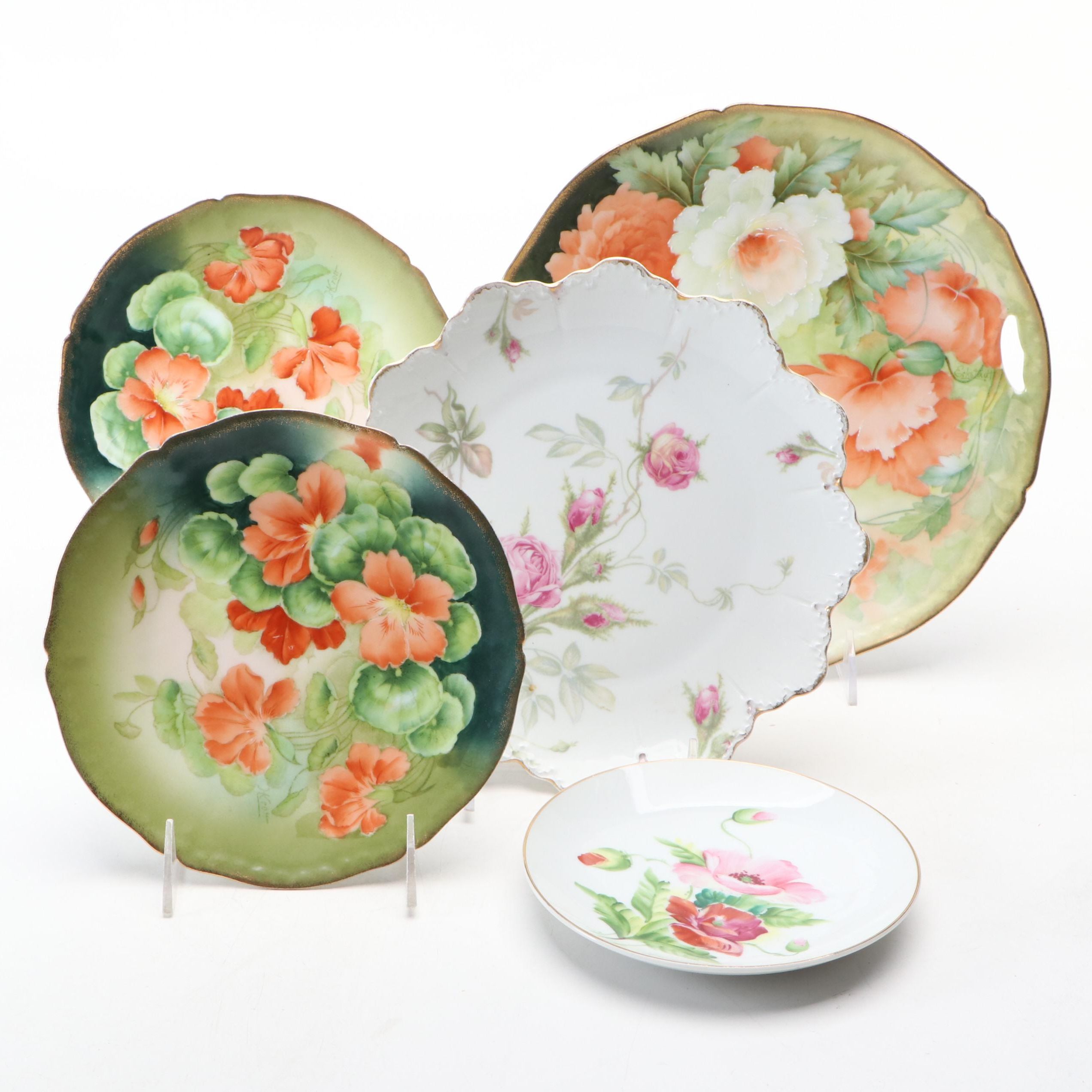 Rosenthal with Tirschenreuth and Other Rose Pattern Porcelain Plates