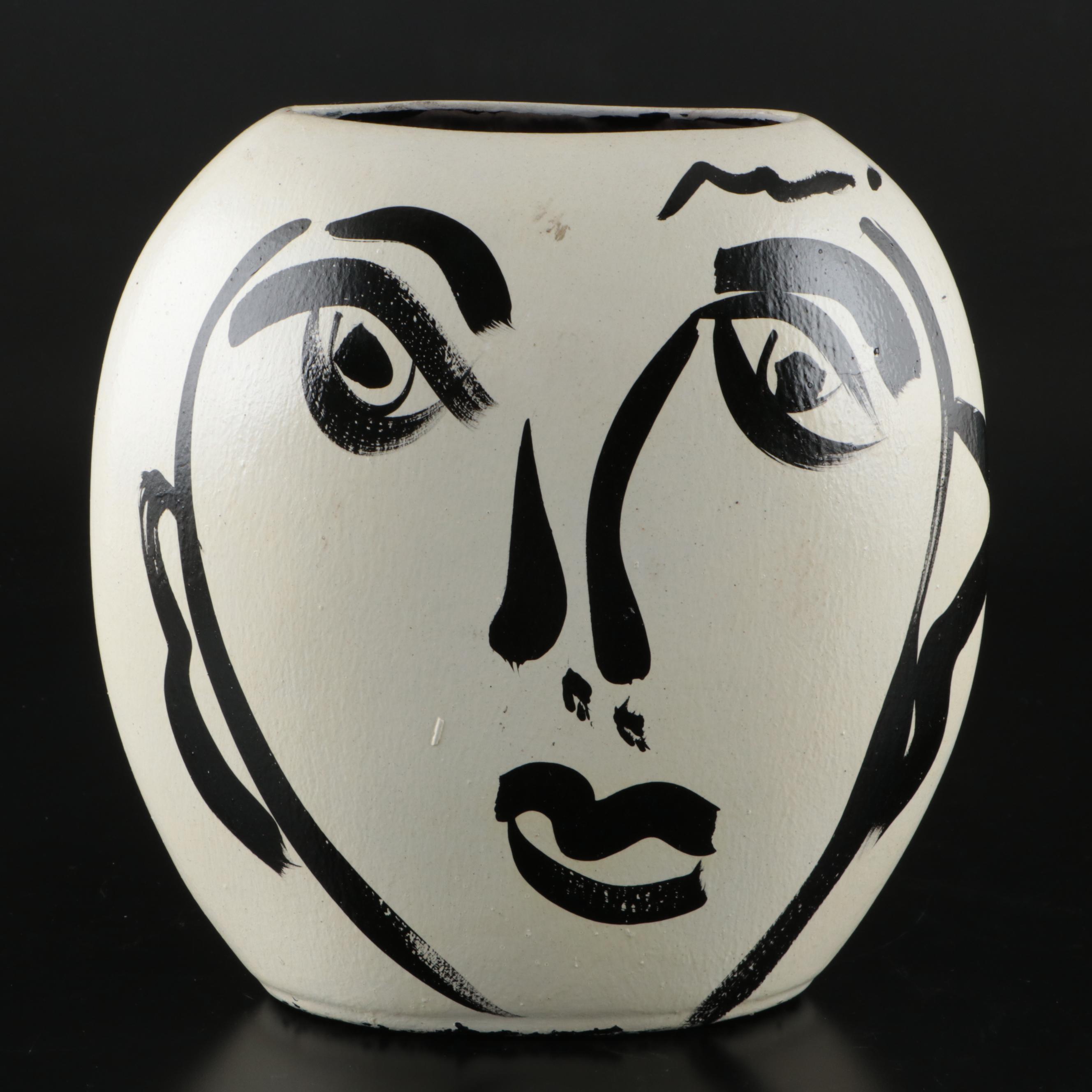 Peter Keil Abstract Acrylic Portraits Painting on Vase