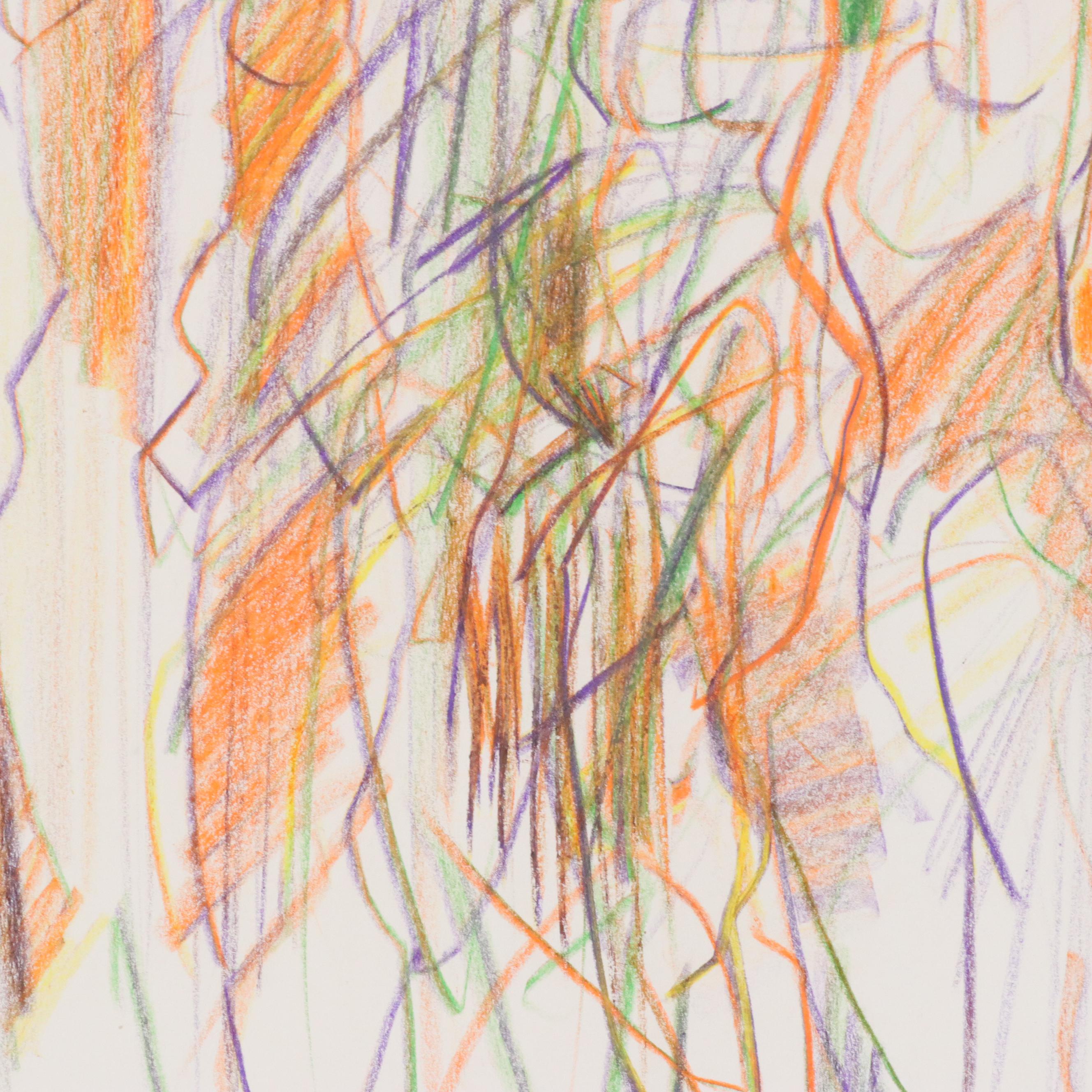 Jack Meanwell Figural Modern Oil Pastel Drawing, 1995