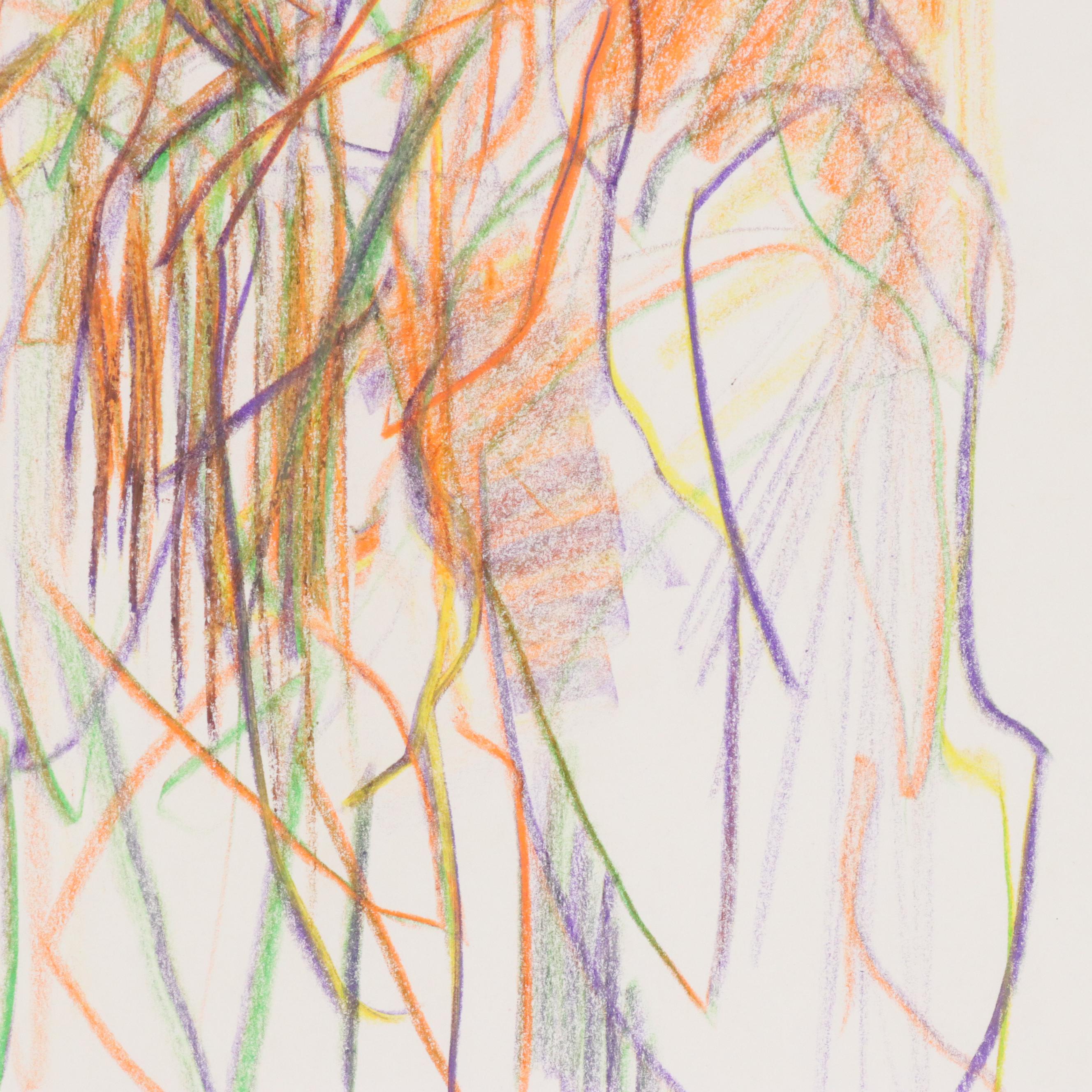 Jack Meanwell Figural Modern Oil Pastel Drawing, 1995