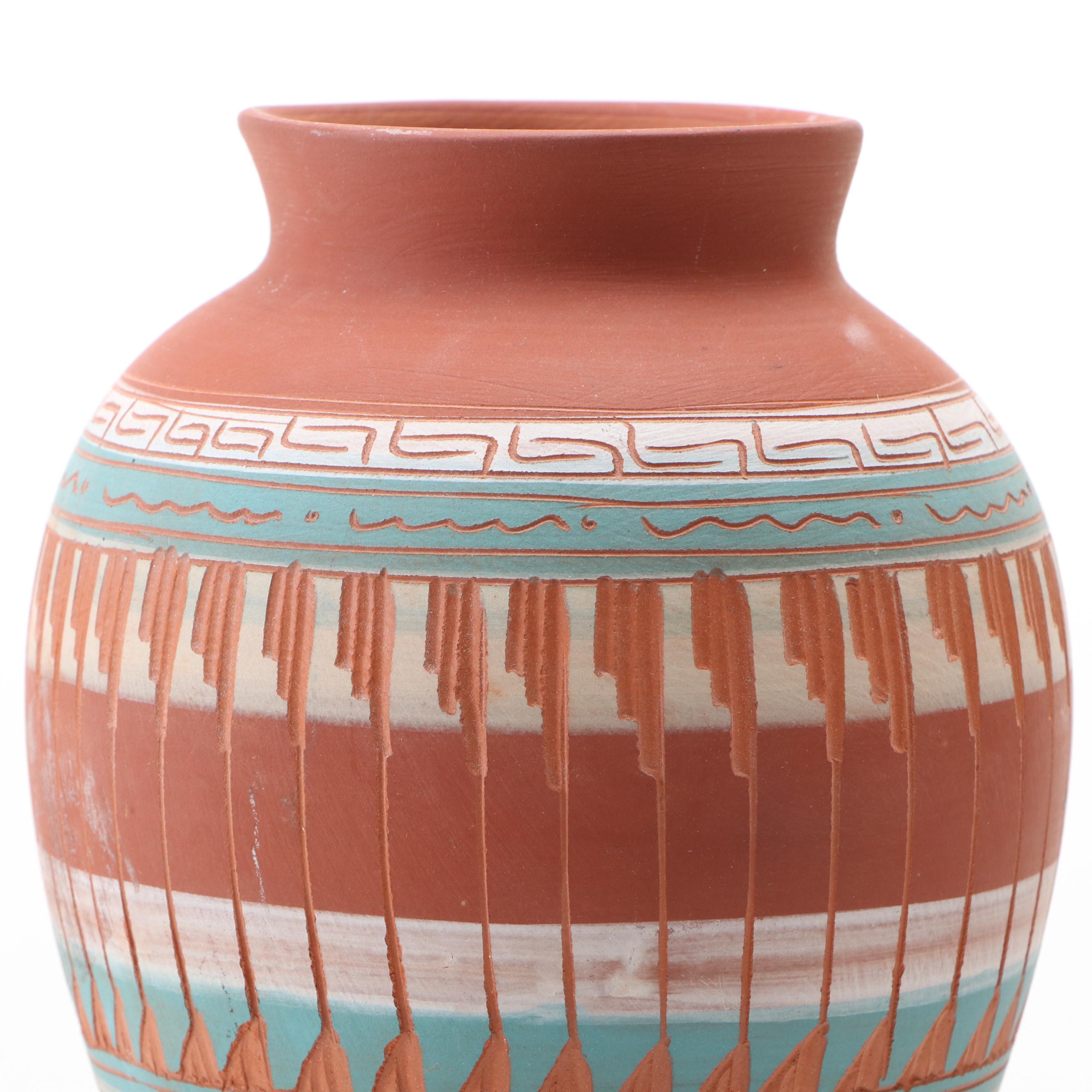 Navajo Vase Hand-Painted and Etched Vase