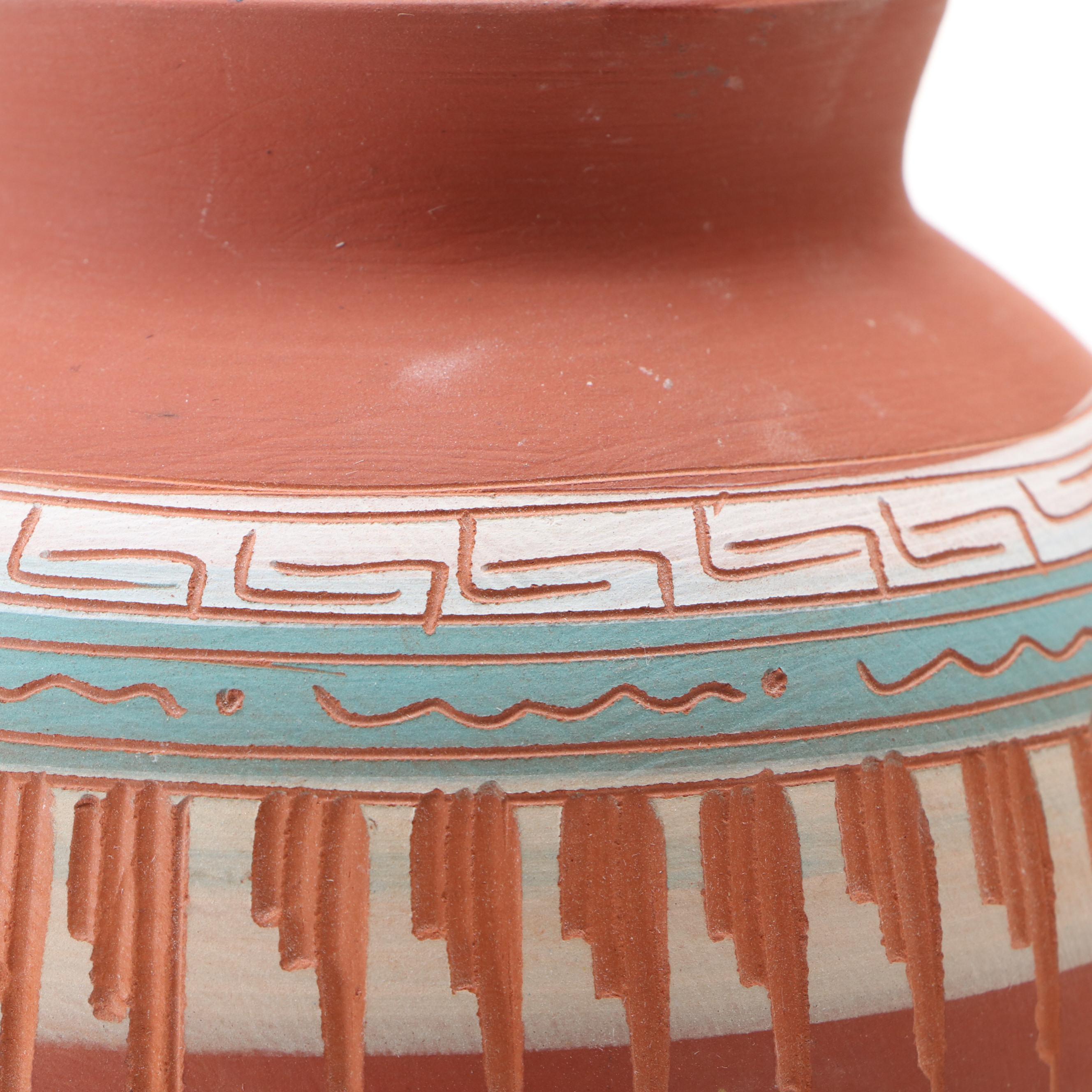 Navajo Vase Hand-Painted and Etched Vase