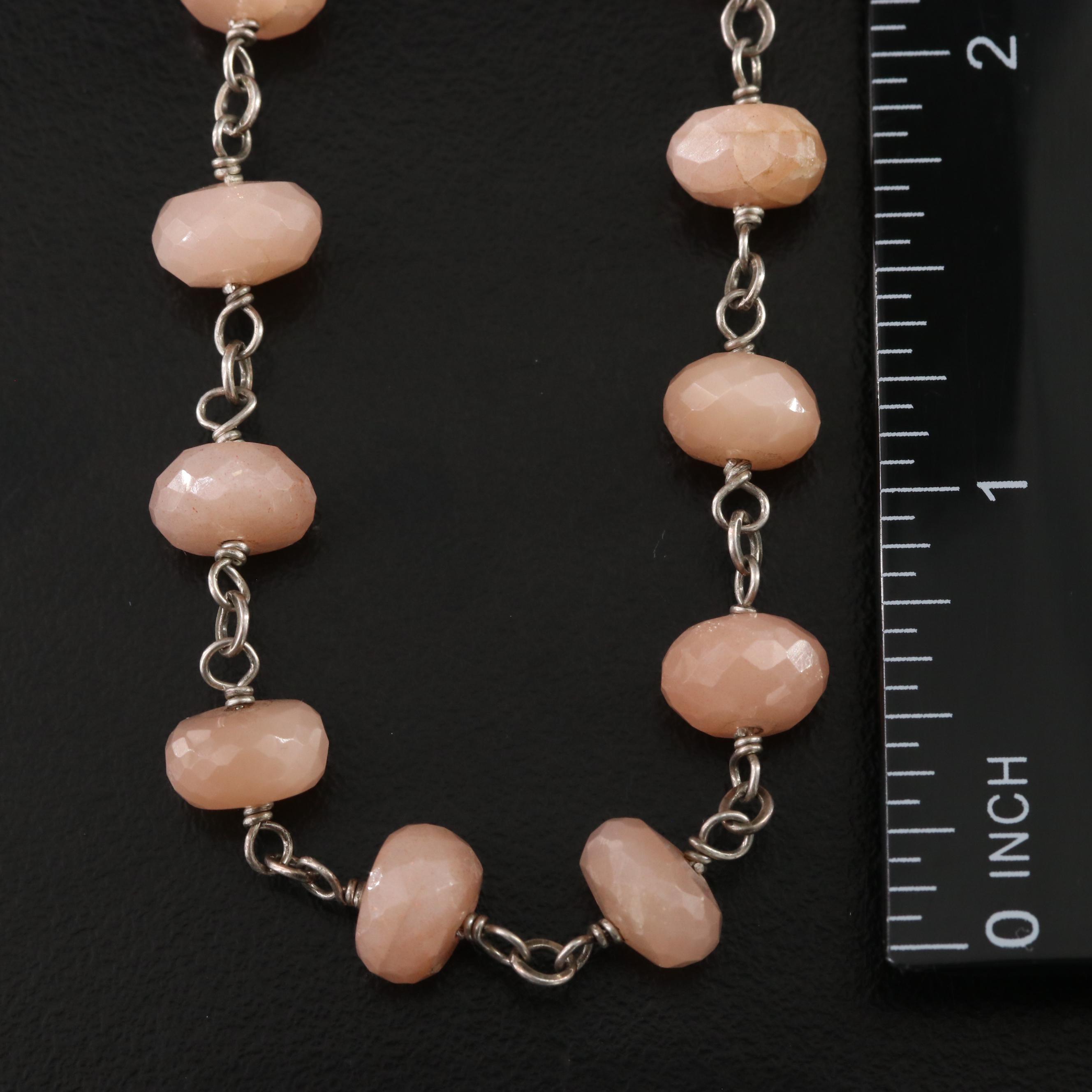 Moonstone and Sunstone Necklace with Sterling Diamond Clasp