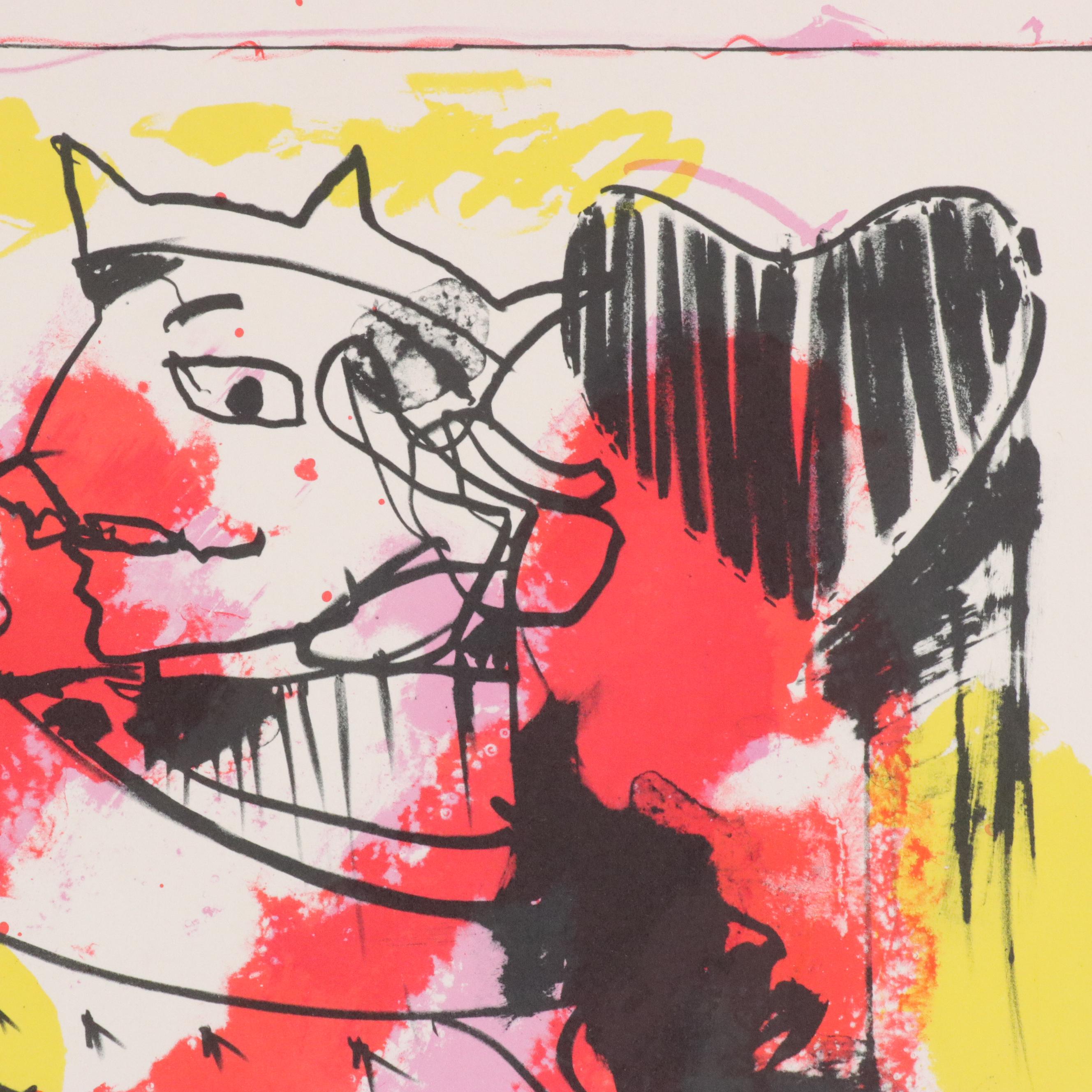 Jack Meanwell Figural Modern Lithograph "Queen Sitter," 1982