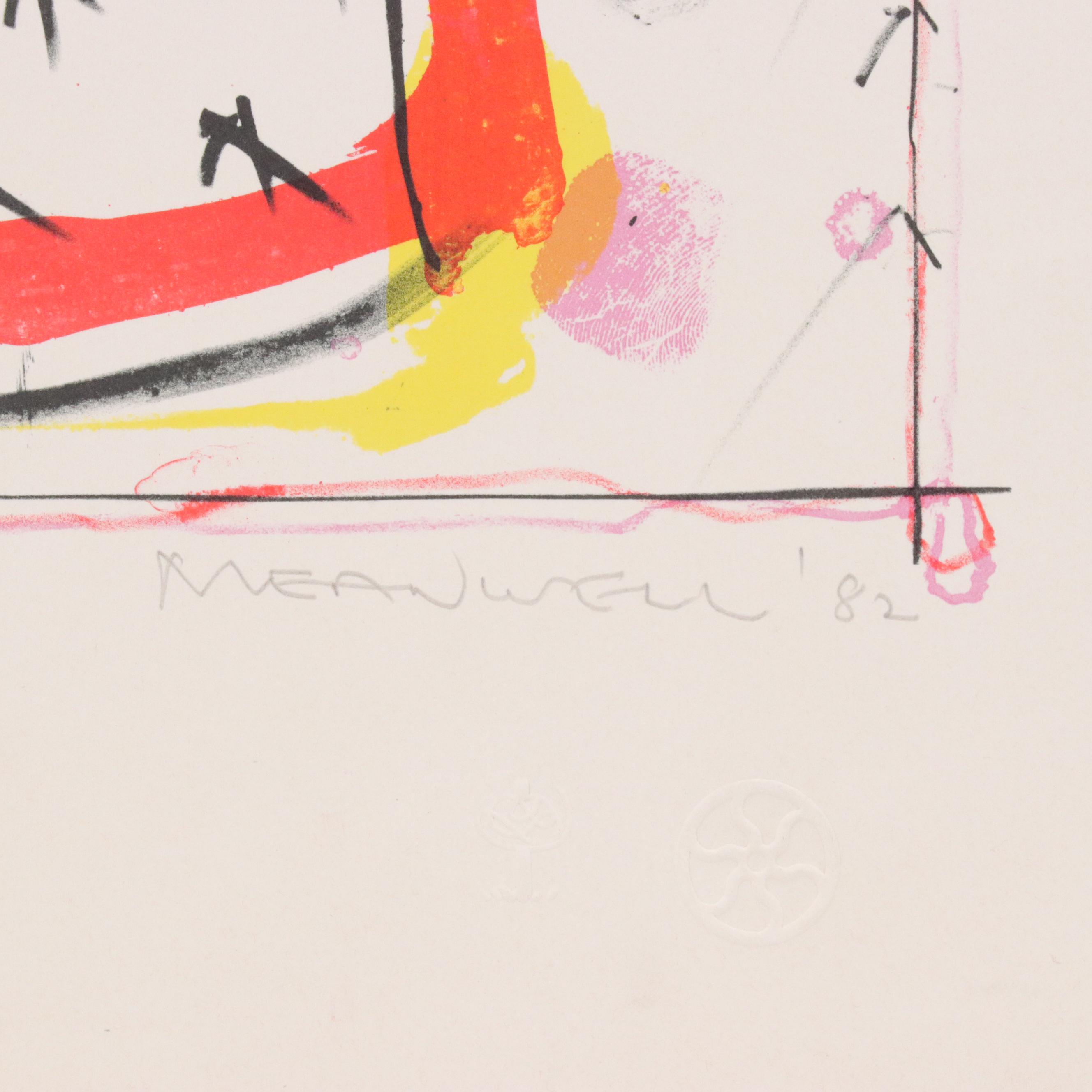 Jack Meanwell Figural Modern Lithograph "Queen Sitter," 1982