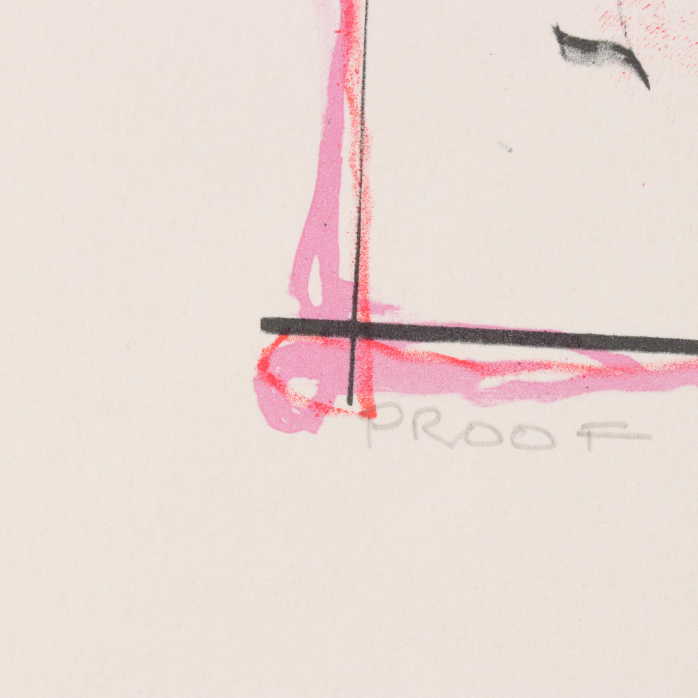 Jack Meanwell Figural Modern Lithograph "Queen Sitter," 1982