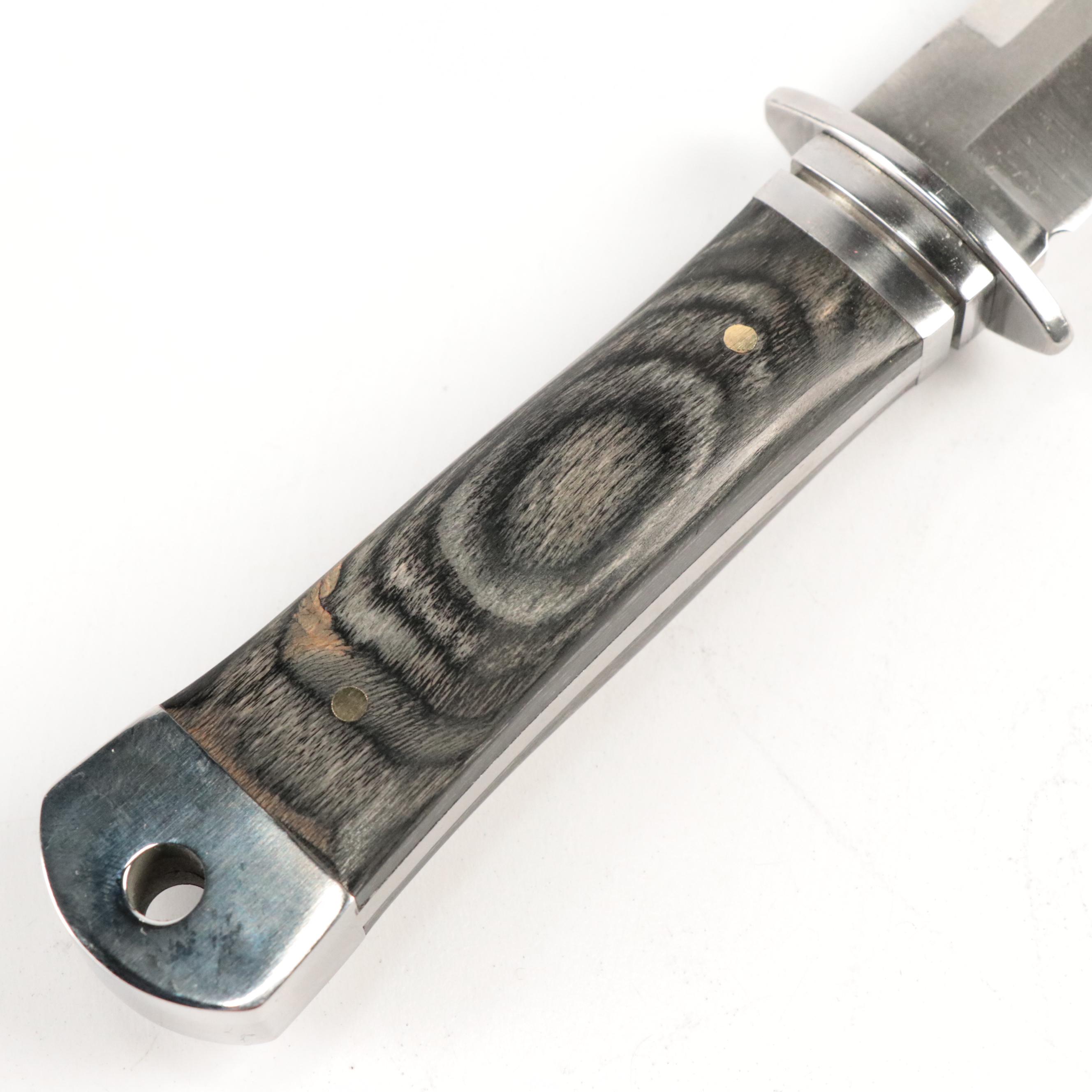 Wooden Handled Fixed Blade Knives and Folding Knife in Scabbards