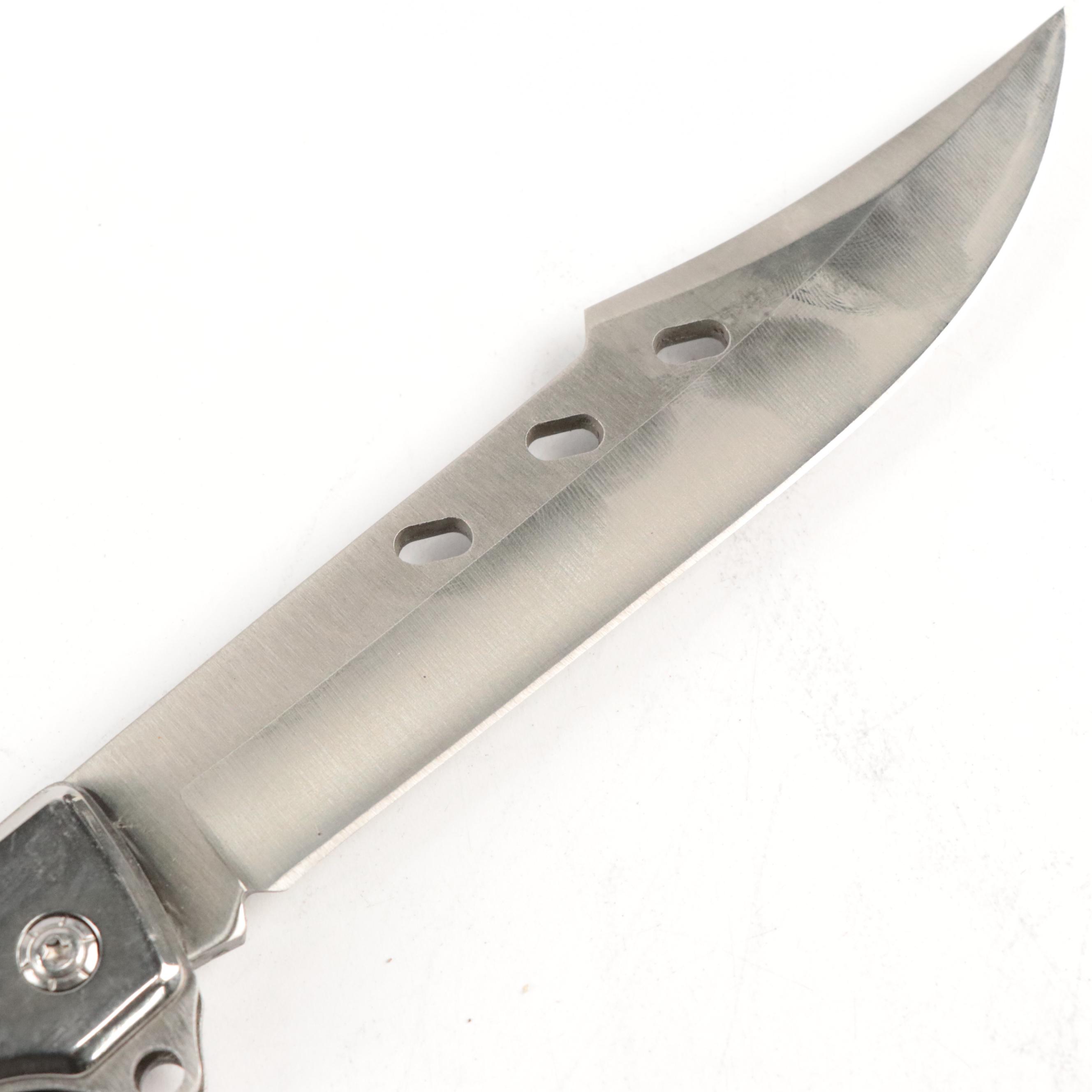 Wooden Handled Fixed Blade Knives and Folding Knife in Scabbards