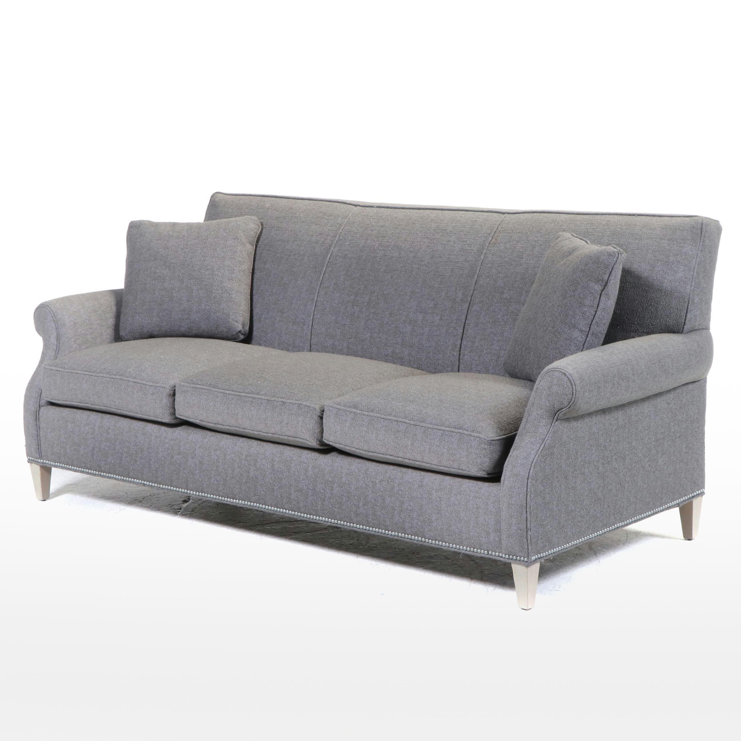 Arhaus Furniture Custom-Upholstered Roll-Arm Sofa with Nailheads