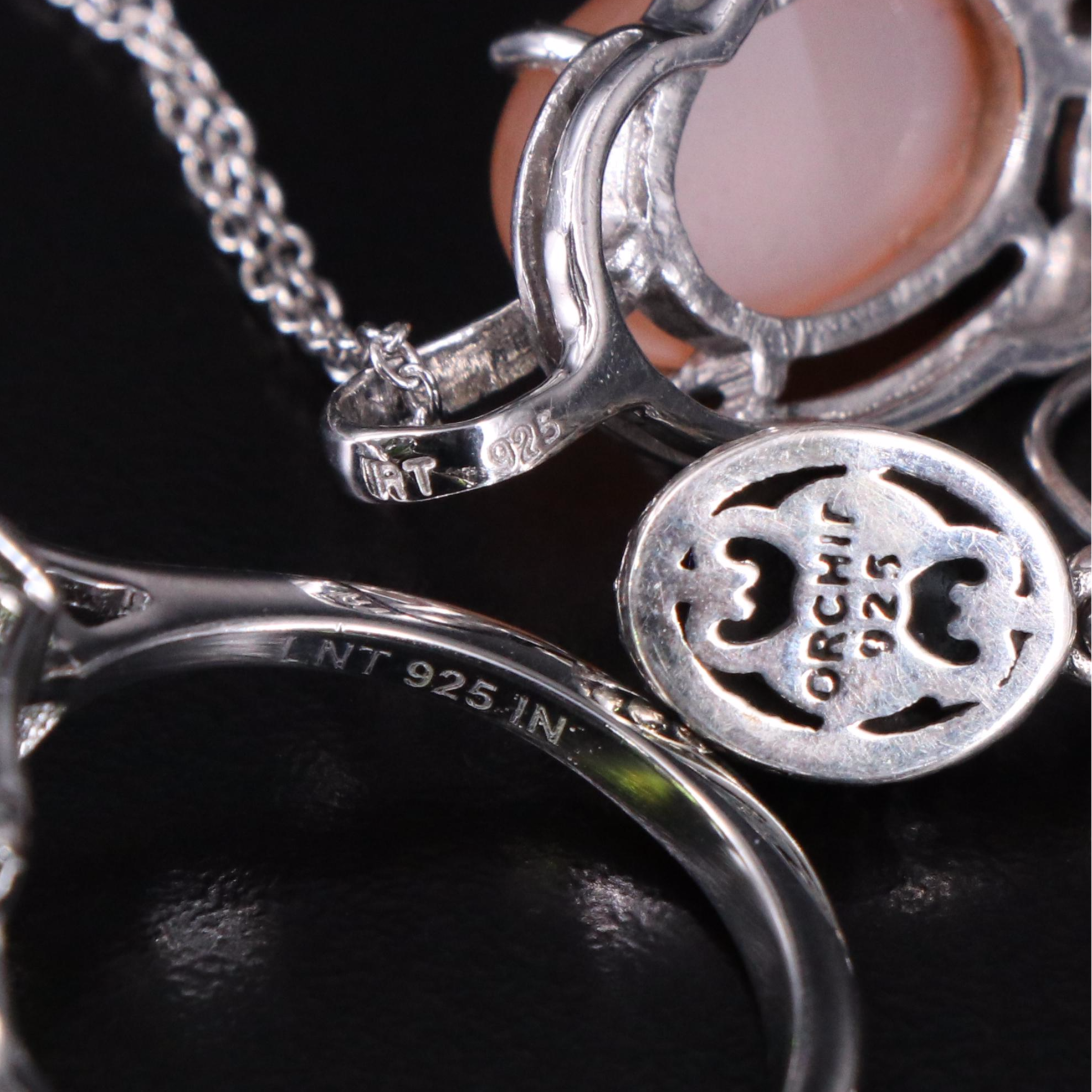 14 Assorted Sterling Silver Rings, Necklaces, Earrings, and Pendants