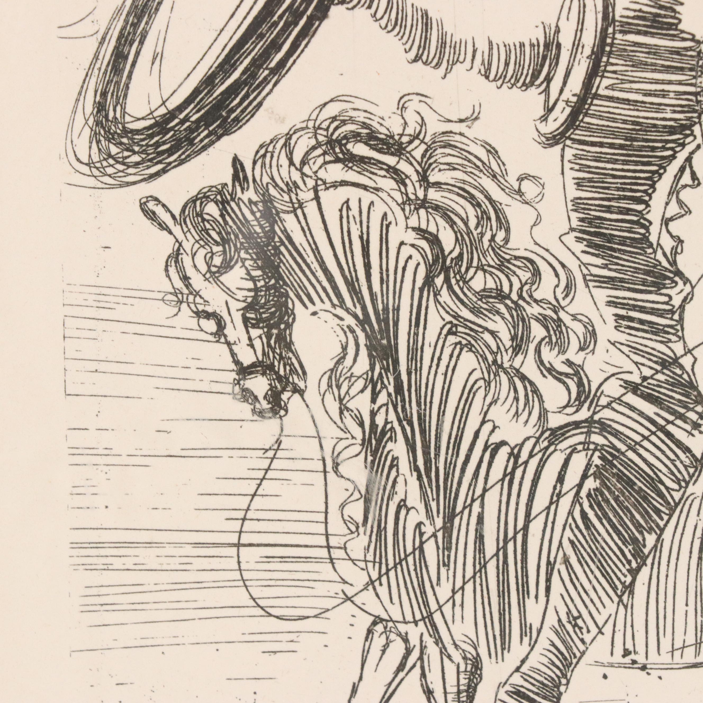 Salvador Dalí Restrike Etching "Don Quixote"