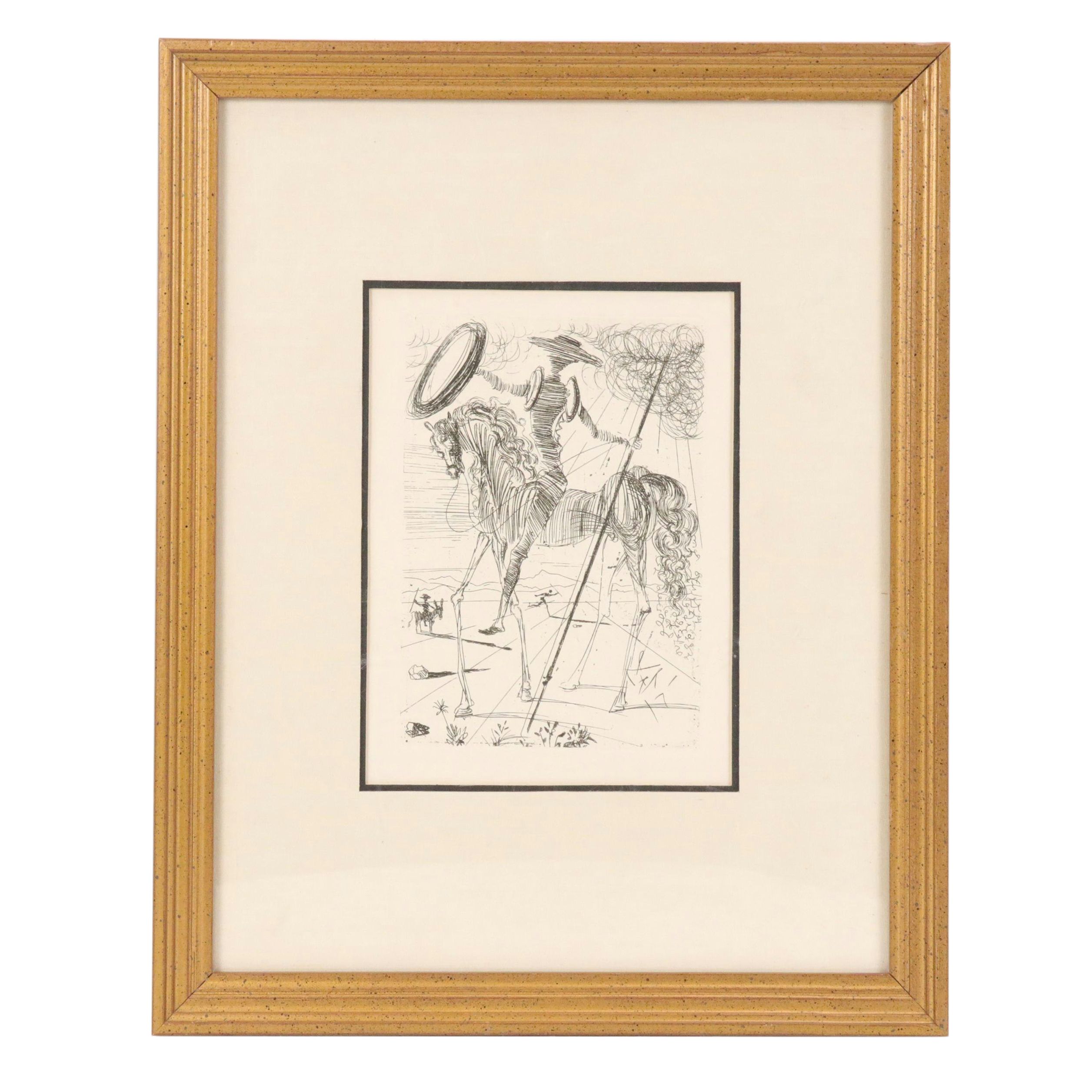 Salvador Dalí Restrike Etching "Don Quixote"