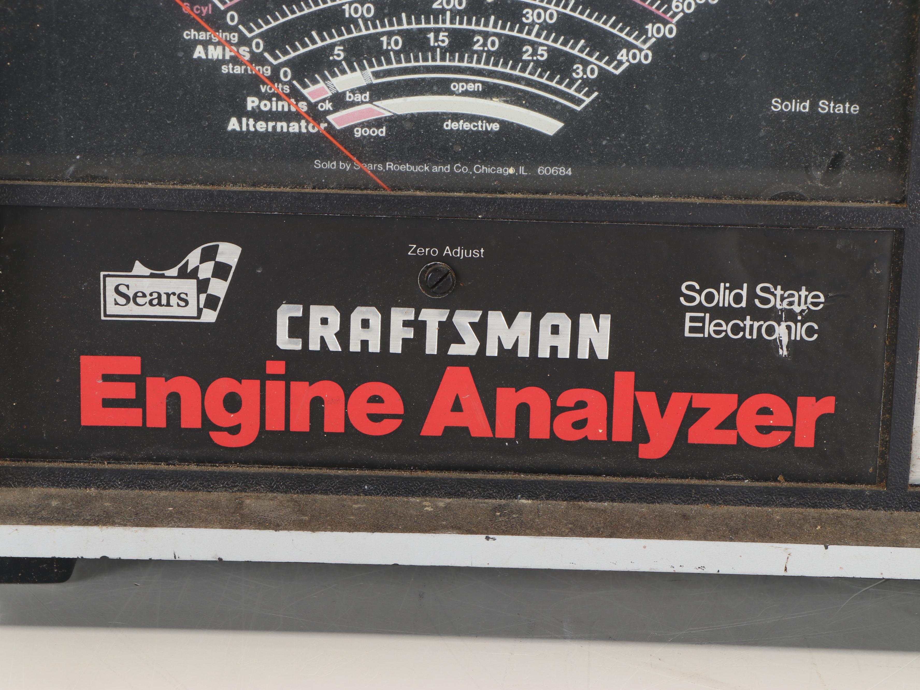 Shop Stool on Casters with Shop Light and Craftsman Engine Analyzer