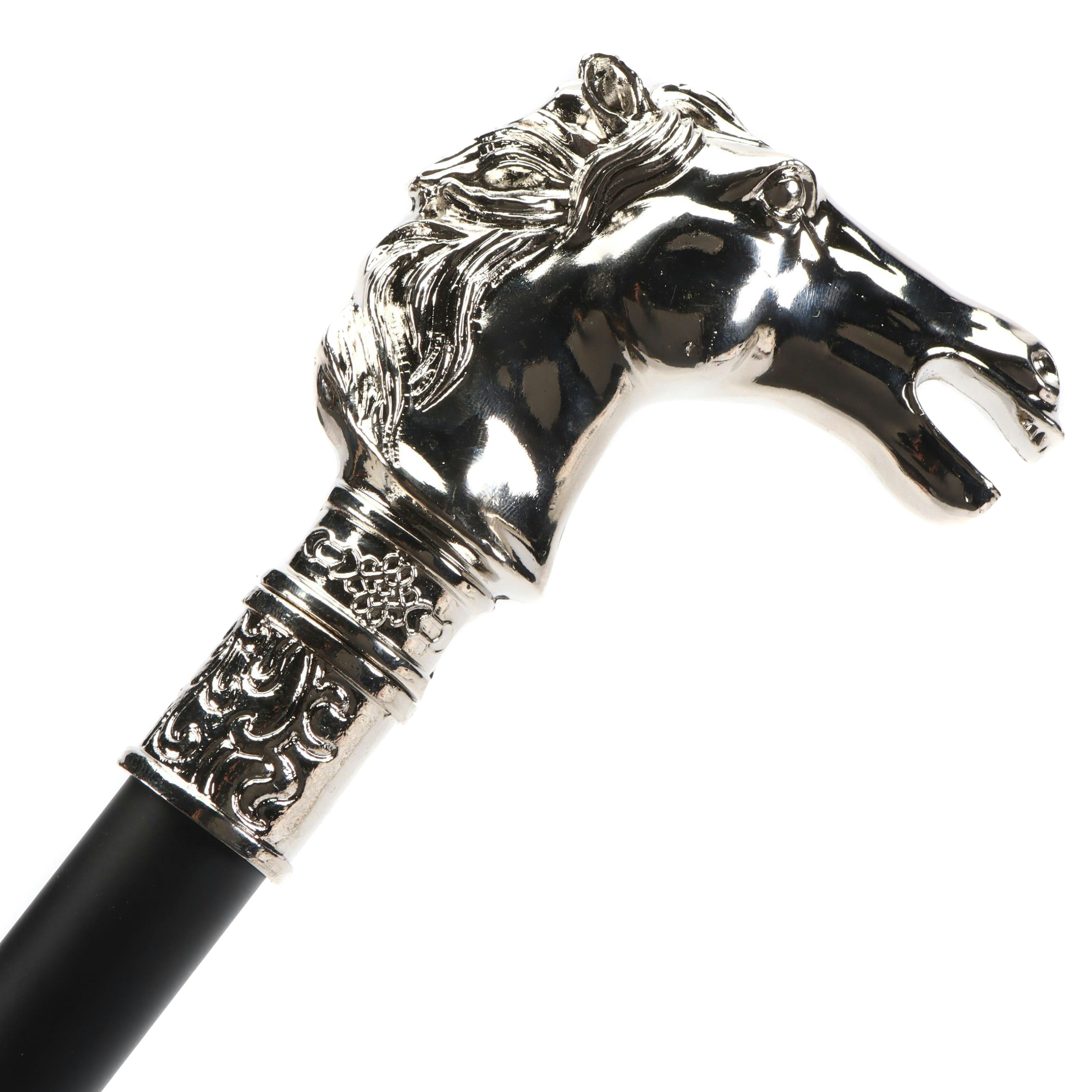 Chrome Finish Horse Head Two-Piece Cane