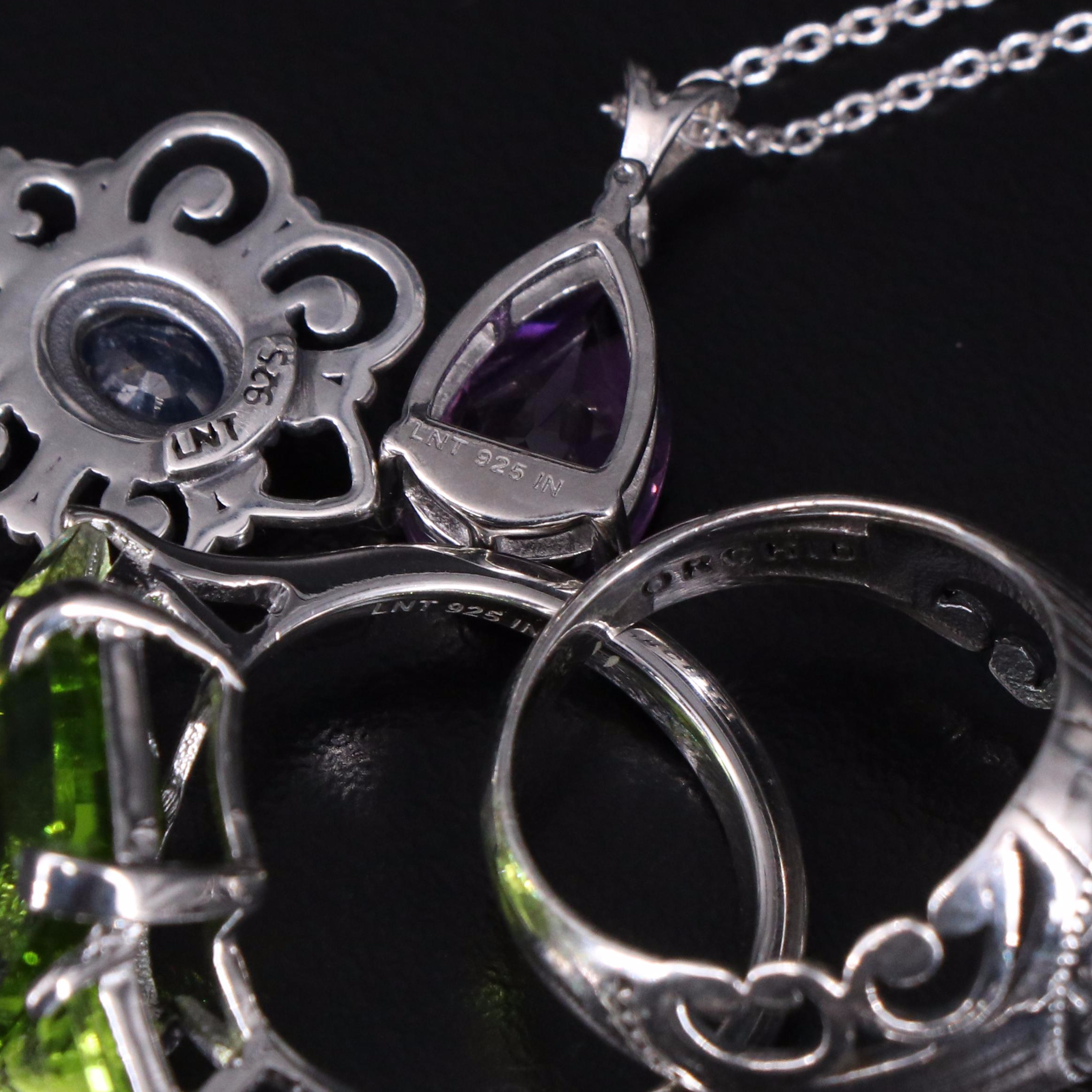 14 Assorted Sterling Silver Rings, Necklaces, Earrings, and Pendants