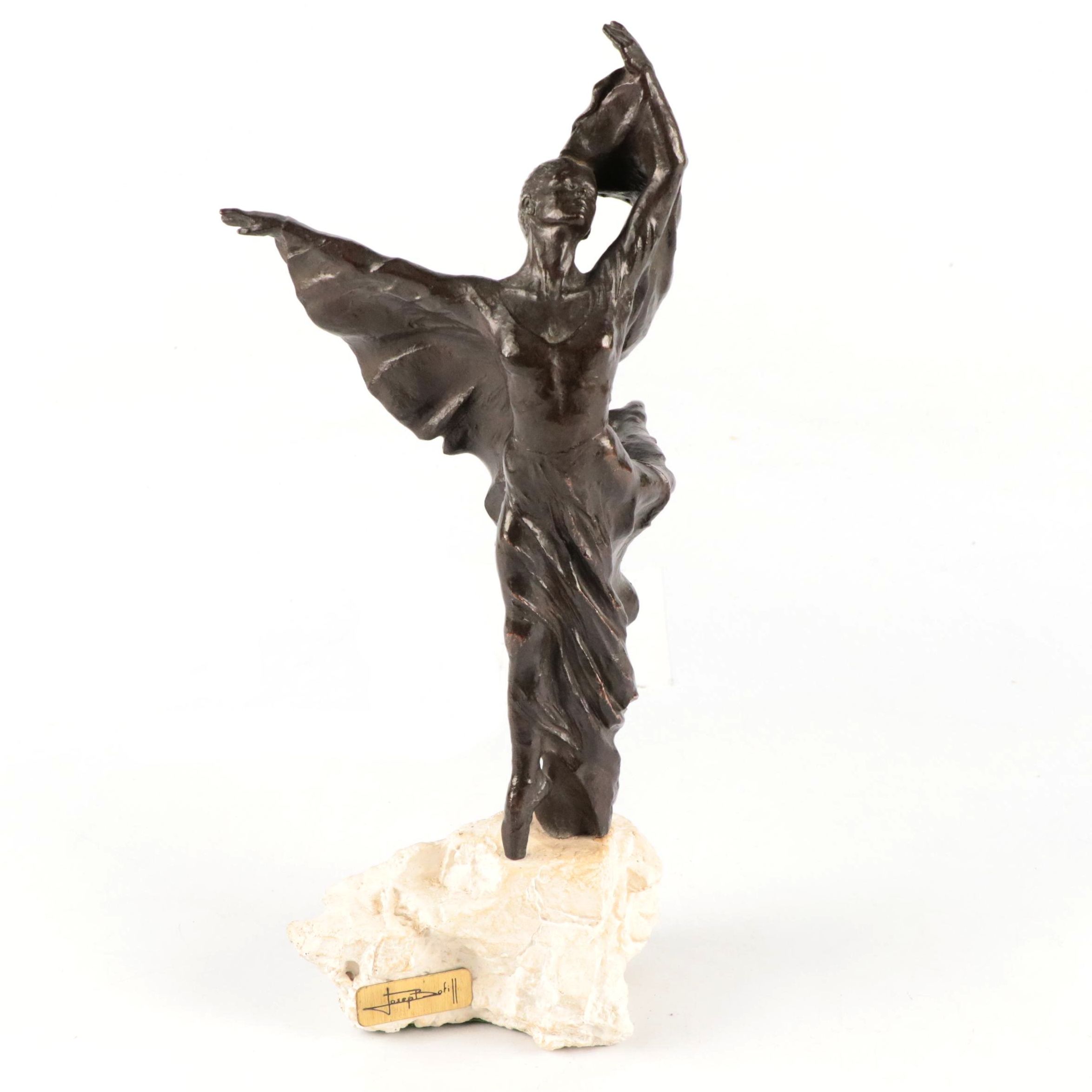 Josep Bofill "Windsbraut" Bronze Sculpture on Stone Base